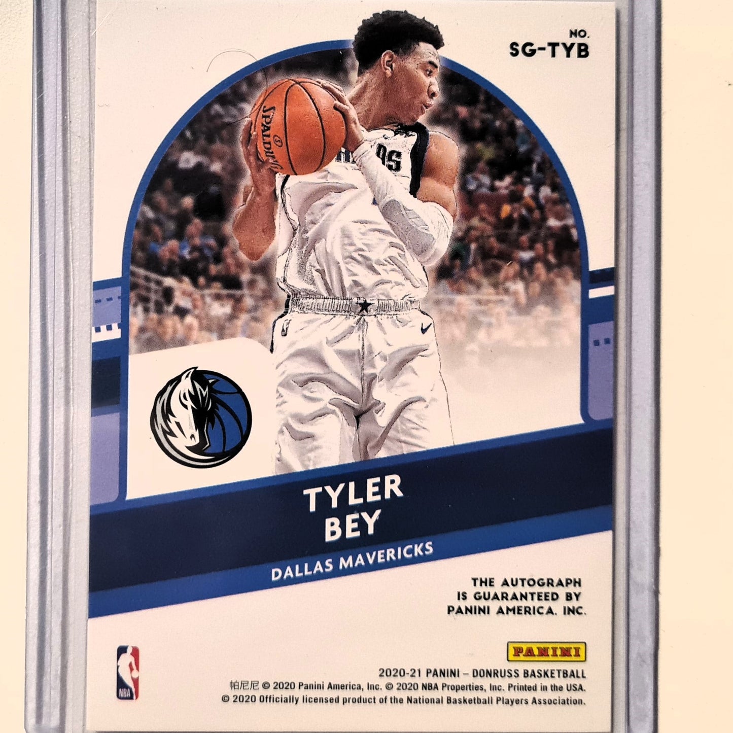 Tyler Bey 2020-21 Panini Donruss signature series Auto Rookie RC SG-TYB NBA Basketball Dallas Mavericks excellent Sleeved
