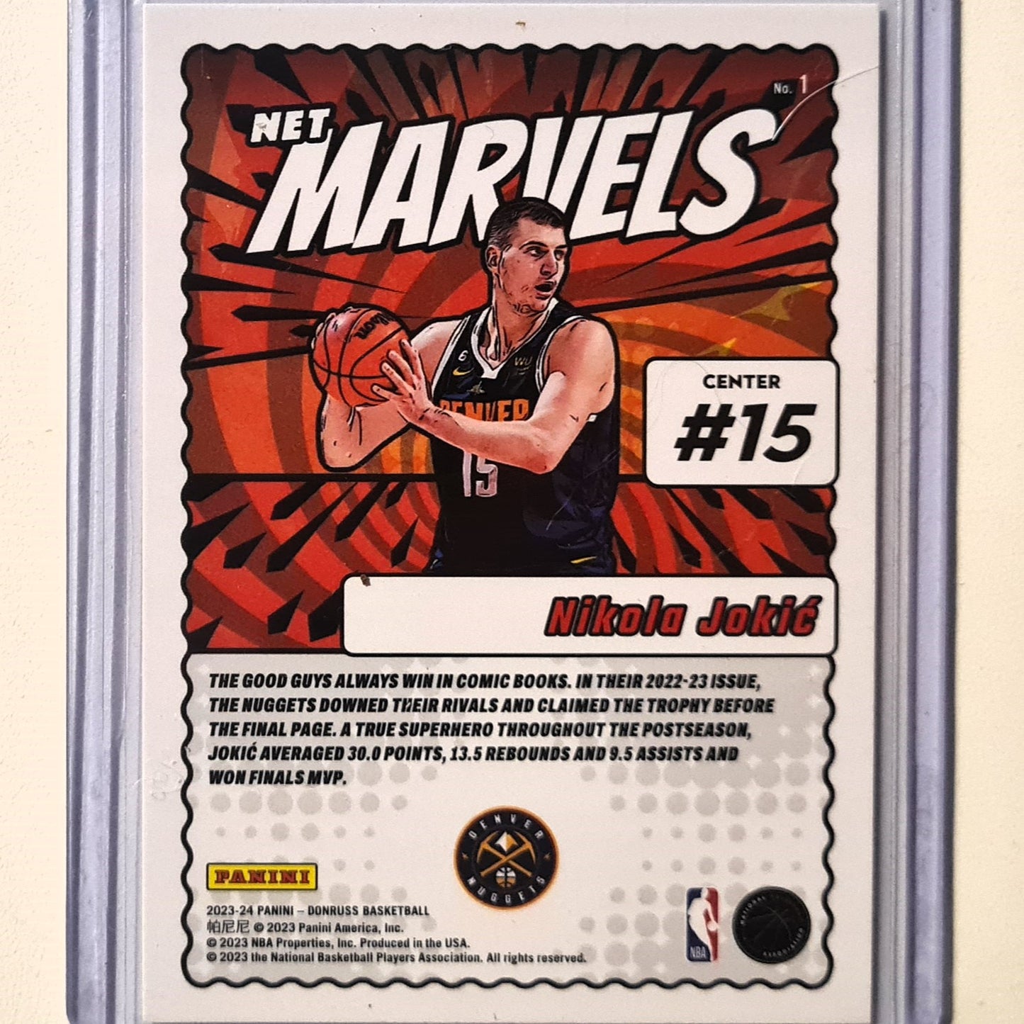 Nikola Jokic 2023-24 Panini Donruss Net Marvels #1 NBA Basketball Denver Nuggets Excellent sleeved