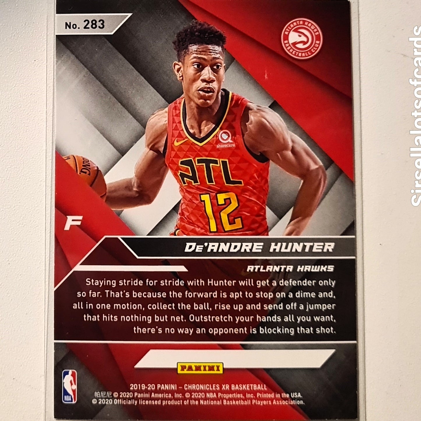 De'Andre Hunter 2019-20 Panini Chronicles XR Rookie RC #283 NBA Basketball Atlanta Hawks Excellent Sleeved