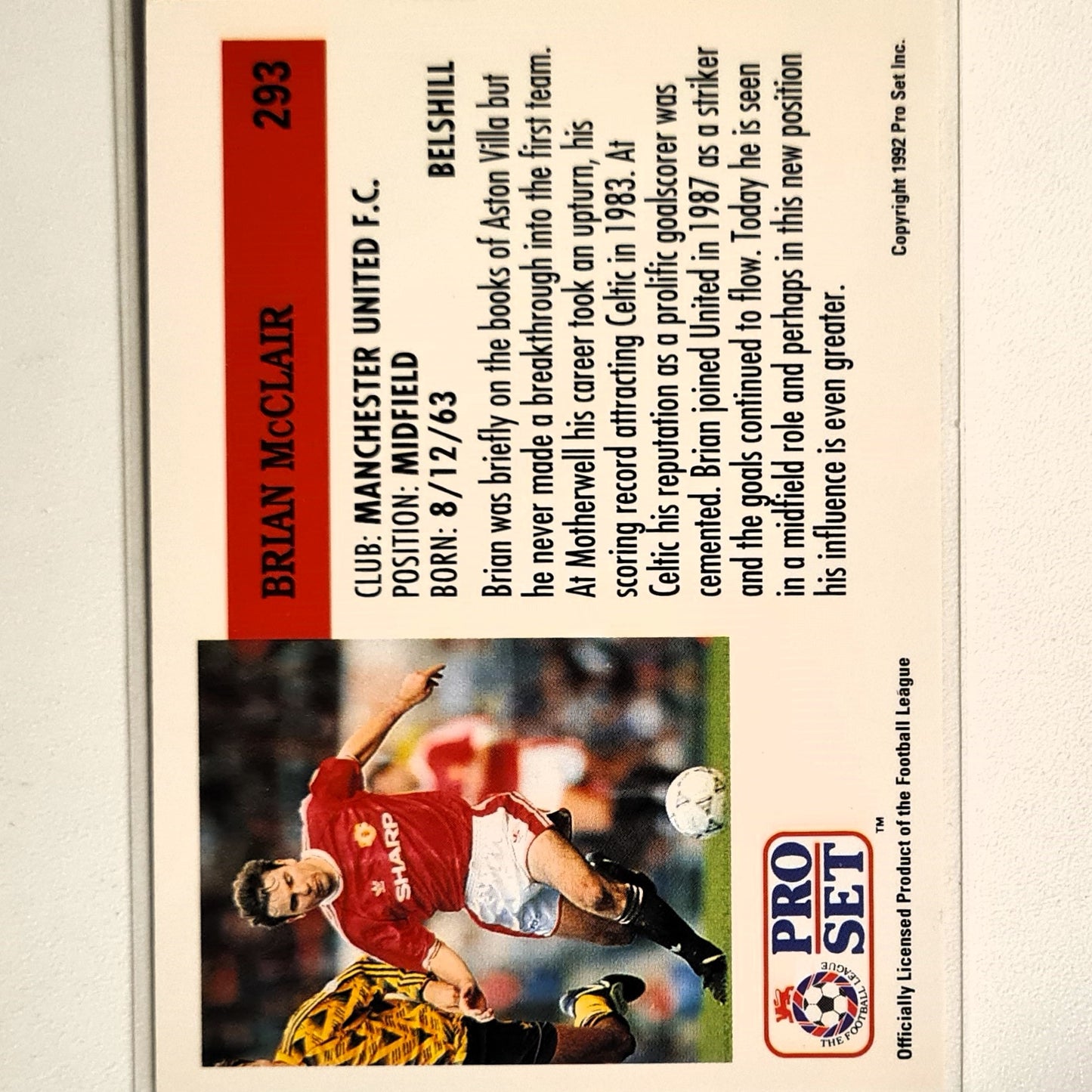 Paul Parker 1991-92 Pro Set Football League Soccer #62 Football Manchester United good/very good Sleeved
