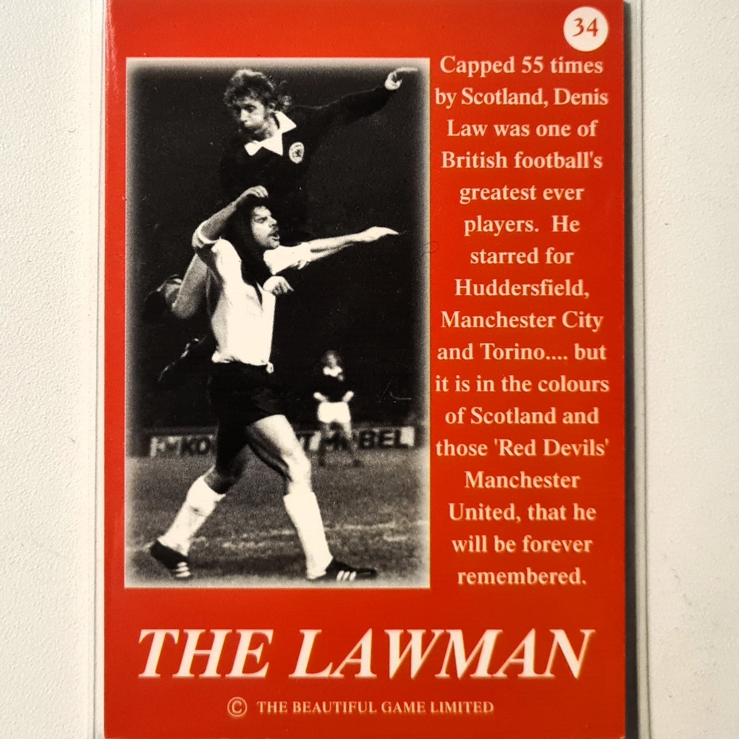 Denis Law the beautiful game Football Greats very rare #34 Soccer Football Manchester United Excellent Sleeved