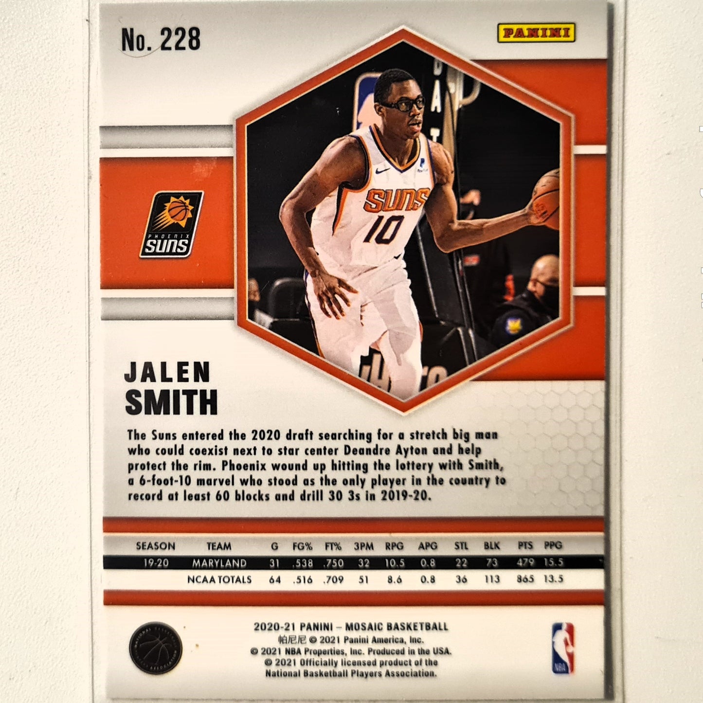 Jalen Smith 2020-21 Panini Mosaic Rookie RC #228 NBA Basketball Phoenix Suns Excellent/mint Sleeved