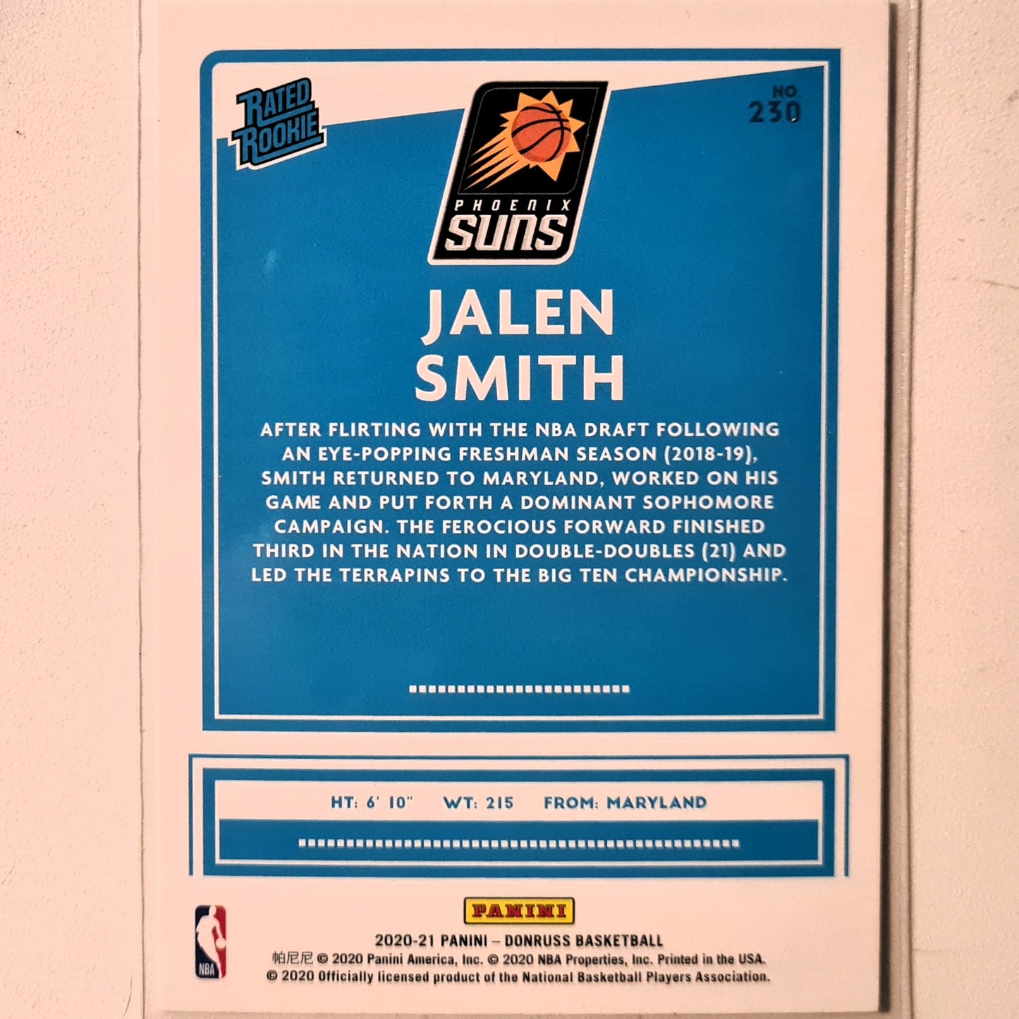 Jalen Smith 2020-21 Panini rated Rookie RC #230 NBA Basketball Phoenix Suns Excellent/mint Sleeved