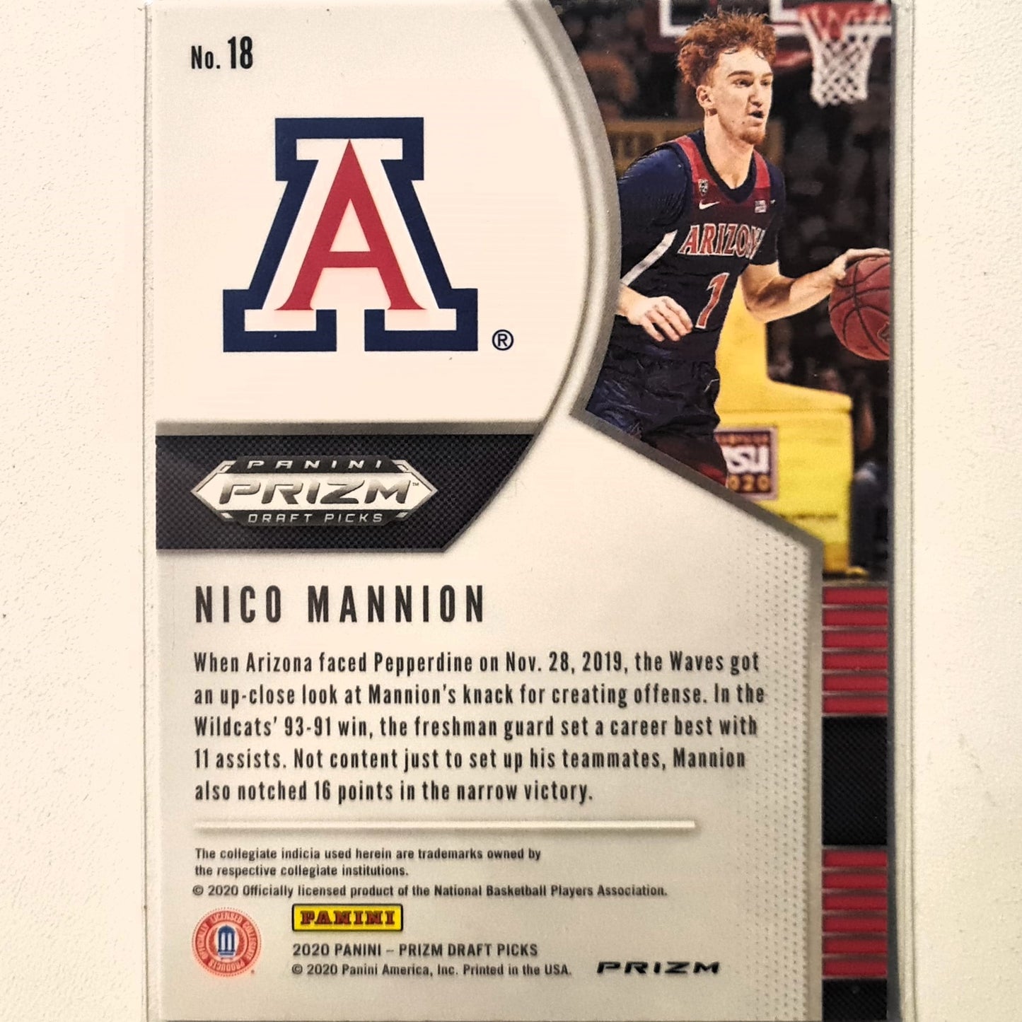 Nico Mannion 2020-21 Panini Prizm Draft Picks purple Rookie RC #18 NBA Basketball Golden Excellent/mint Sleeved