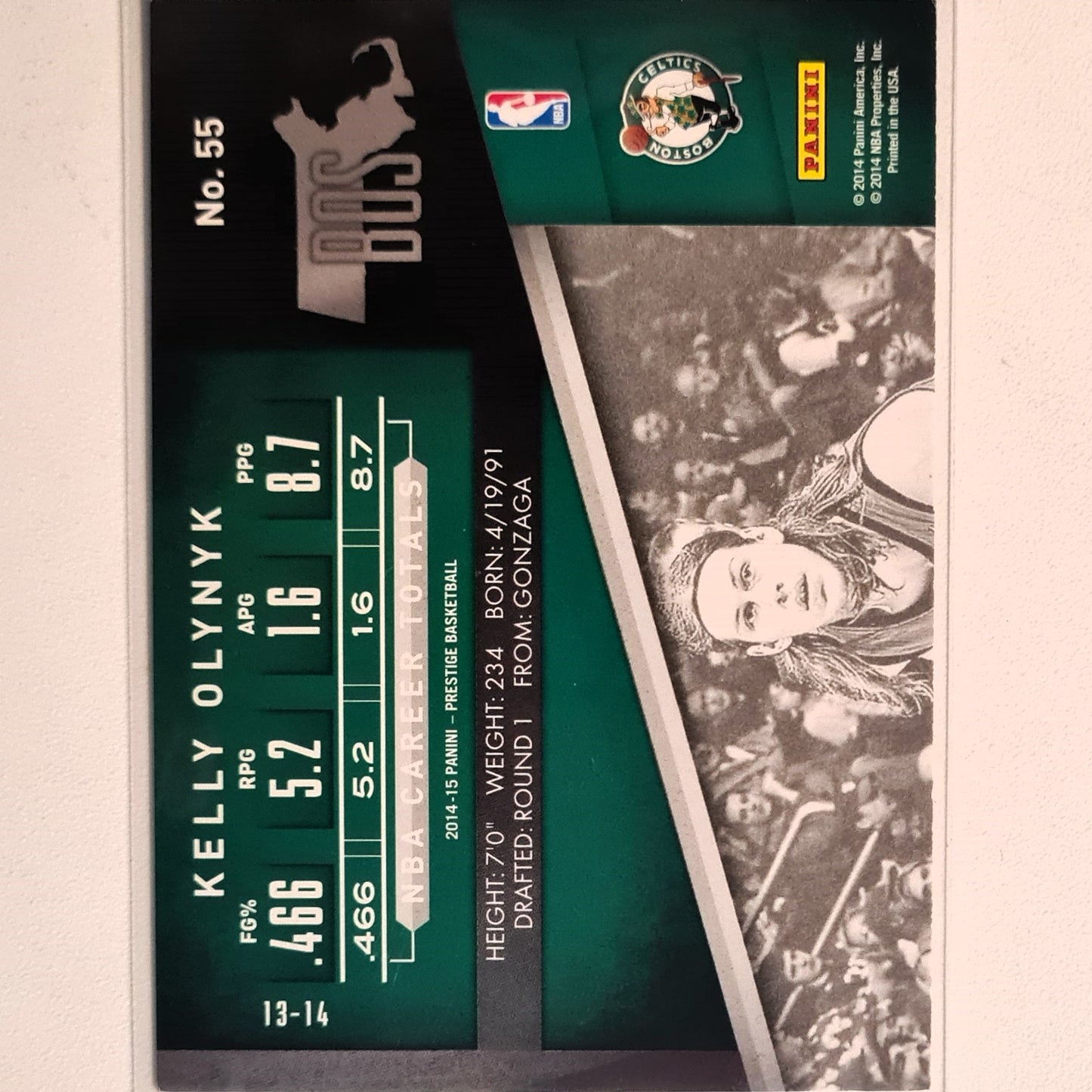 Kelly Olynyk 2014-15 Panini Prestige #55 NBA Basketball Boston Celtics very good Sleeved