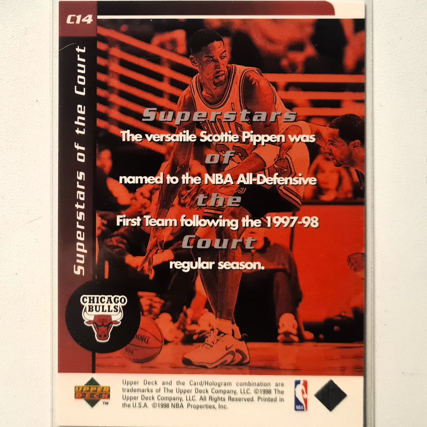 Scottie Pippen 1998 Upper-Deck superstars of the court #C14 NBA Basketball Chicago Bulls very good Sleeved