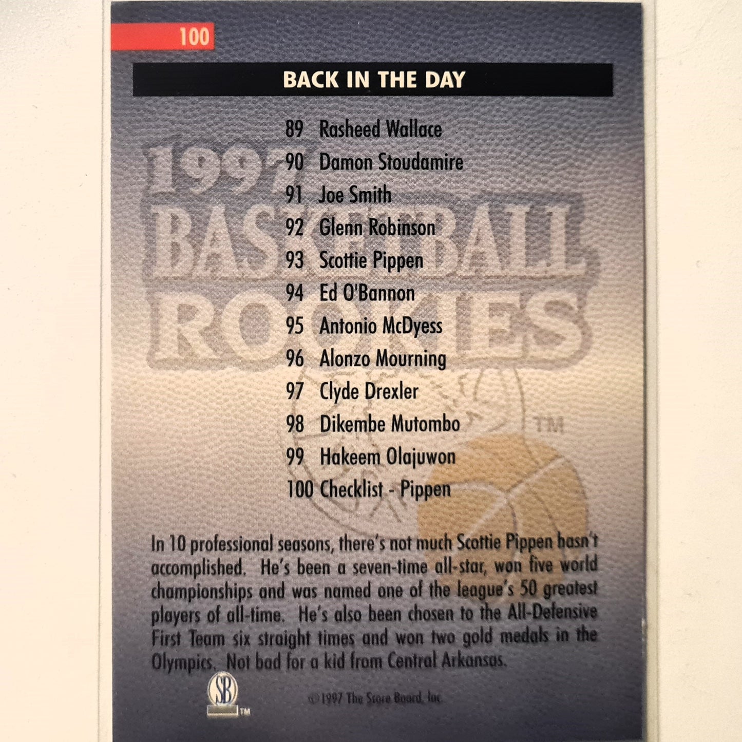 Scottie Pippen 1997 Score Board basketball rookies checklist #4 #100 NBA Basketball Chicago Bulls Excellent Sleeved