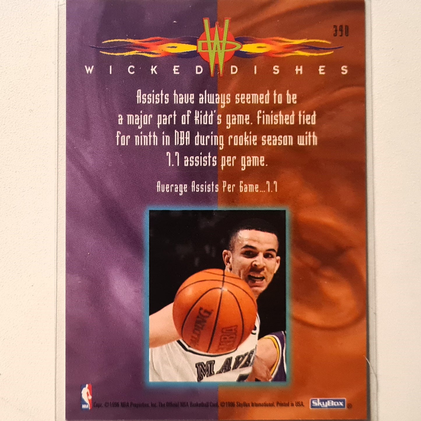 Jason Kidd 1996 Skybox NBA Hoops Wicked Dishes #390 NBA Basketball Dallas Mavericks Excellent Sleeved