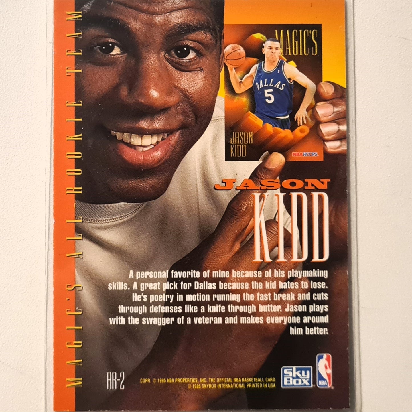 Jason Kidd 1995 Skybox NBA Hoops Magic's all rookie team AR-2 NBA Basketball Dallas Mavericks Excellent Sleeved