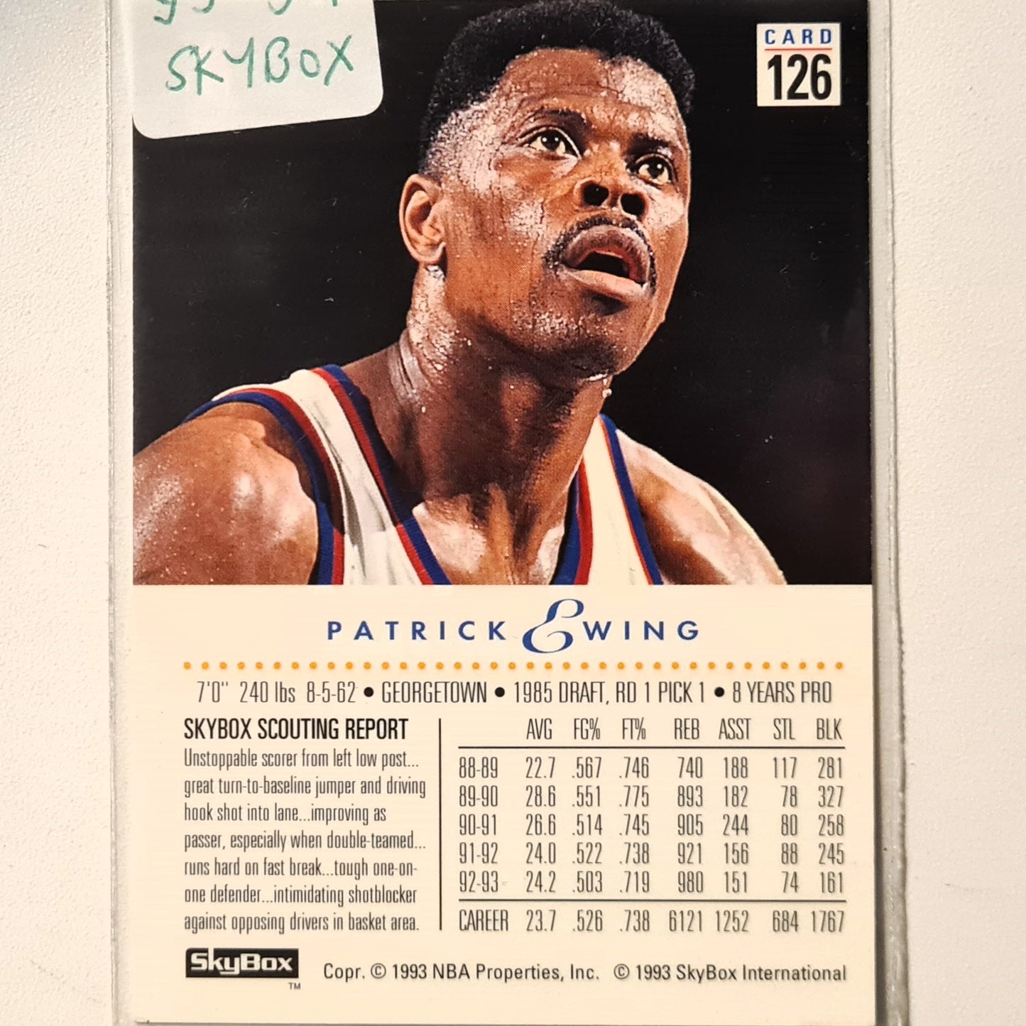 Patrick Ewing 1993 Skybox #126 Basketball New York Knicks Excellent sleeved