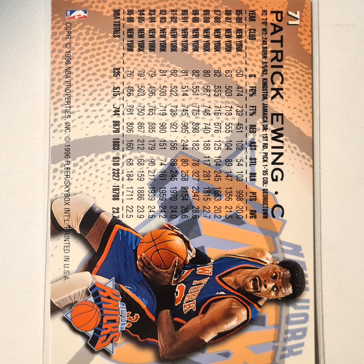 Patrick Ewing 1996 Fleer 96-97 #71 NBA Basketball New York Knicks Excellent sleeved