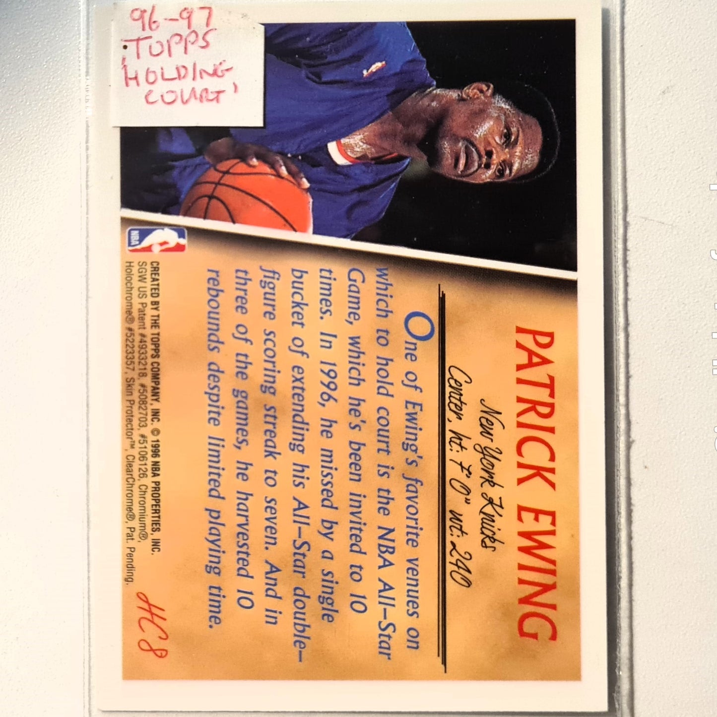 Patrick Ewing 1996 Topps Holding Court Silver foil HC8 NBA Basketball New York Knicks Excellent sleeved