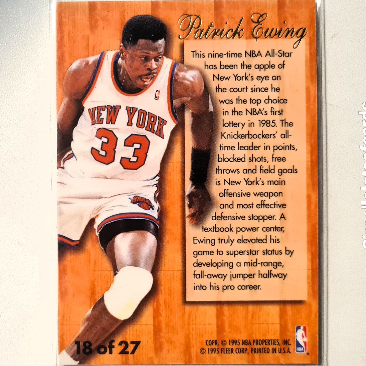Patrick Ewing 1995 Fleer 95-96 Flair Hardwood Leader 18 of 27 NBA Basketball New York Knicks Excellent Sleeved