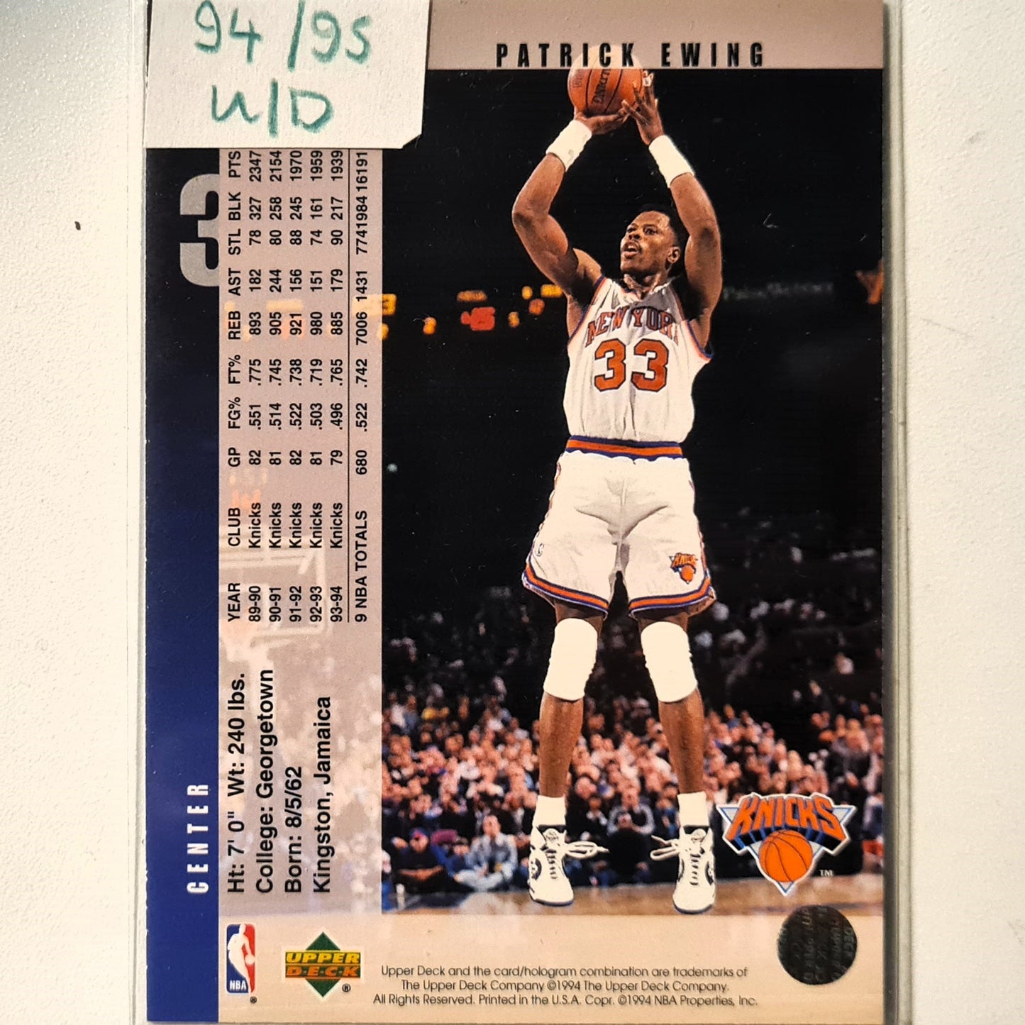 Patrick Ewing 1994 Upper-Deck Collectors Choice all-star class #119 NBA Basketball New York Knicks Excellent Sleeved