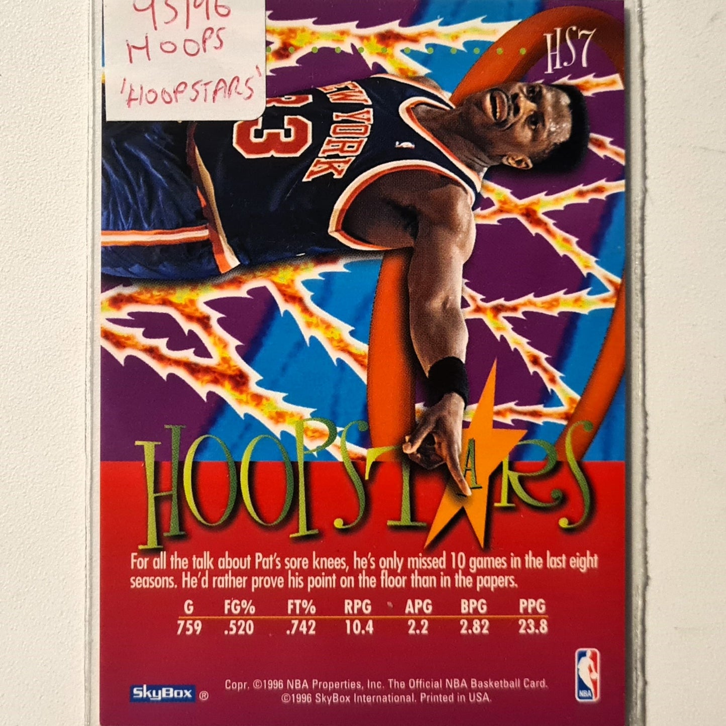Patrick Ewing 1996 Skybox NBA Hoops Hoopstars HS7 NBA Basketball New York Knicks Excellent Sleeved
