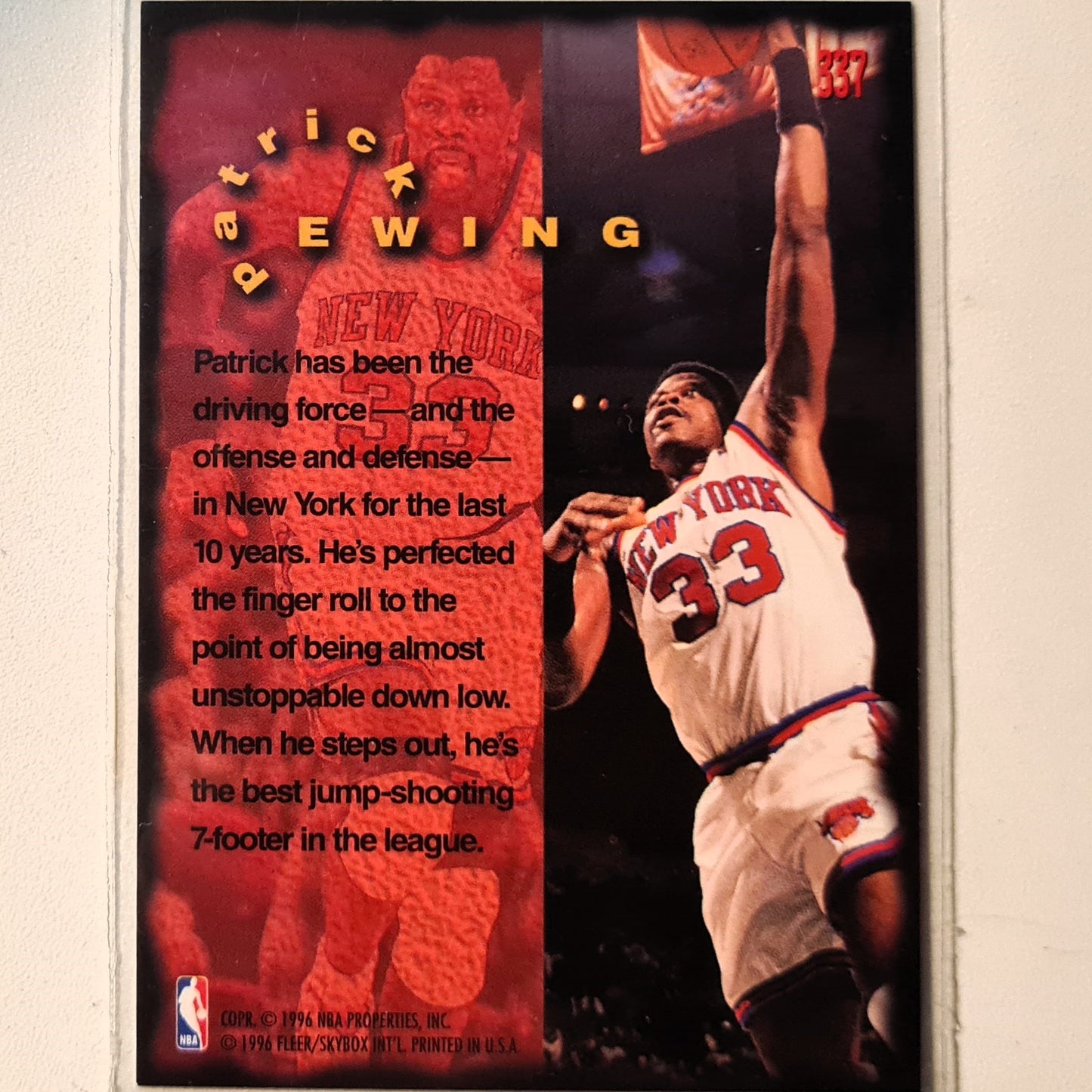 Patrick Ewing 1996 Fleer 95-96 Firm Foundation #337 NBA Basketball New York Knicks Excellent Sleeved