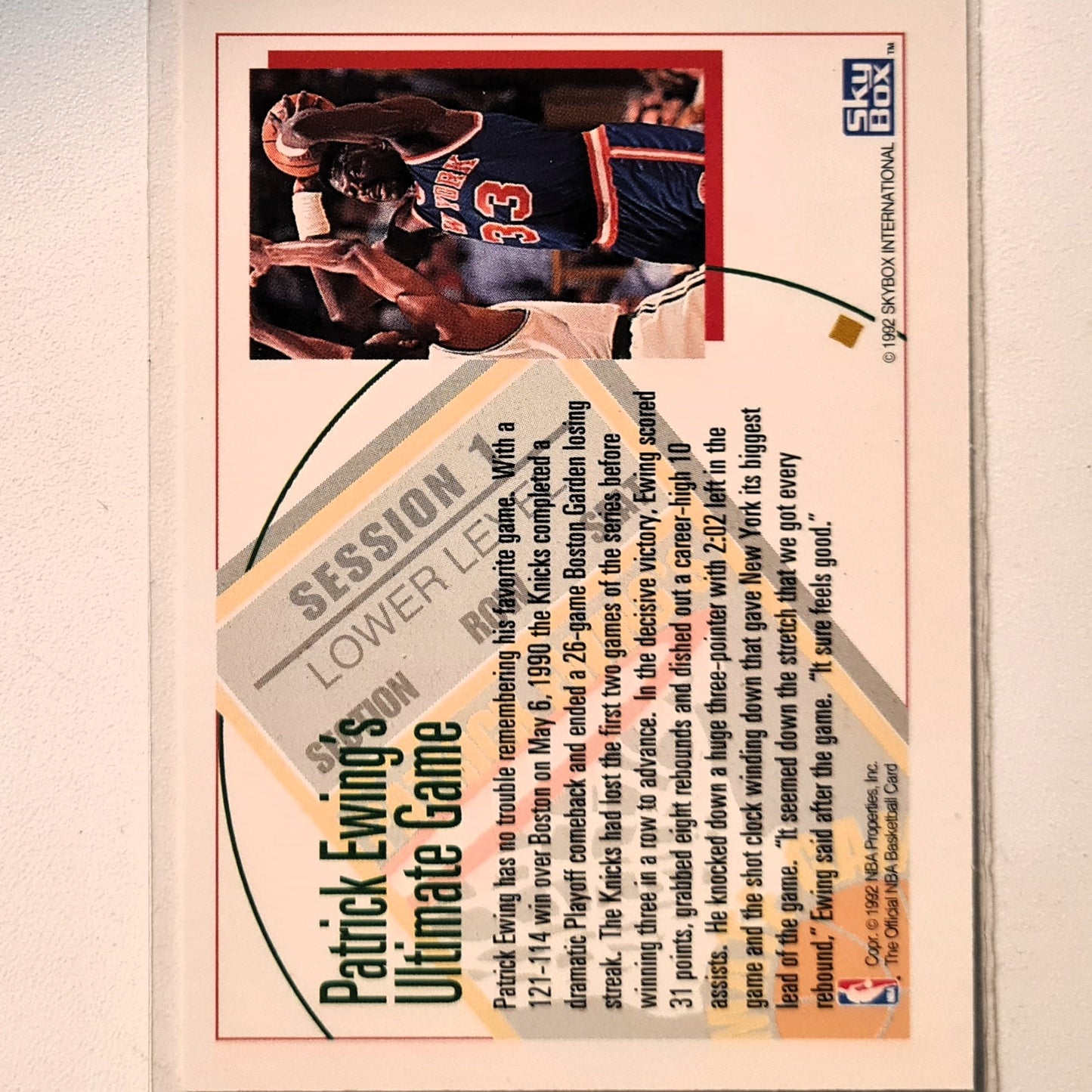 Patrick Ewing 1992 Skybox NBA Hoops his ultimate game NBA Basketball New York Knicks Excellent Sleeved