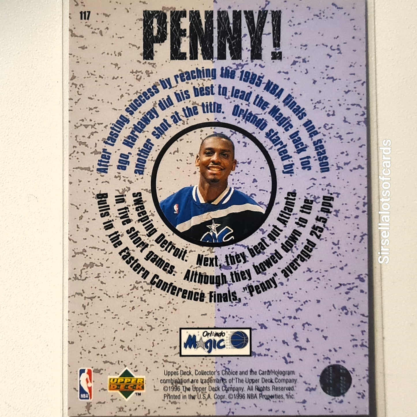 Anfernee Hardaway 1995 Upper-Deck "Penny" #117 NBA Basketball Orlando Magic Excellent Sleeved