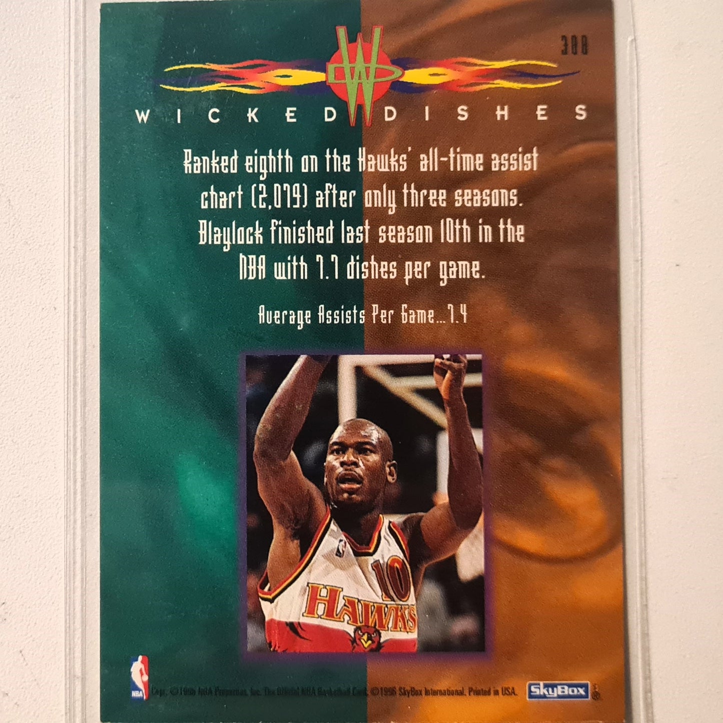 Mookie Blaylock 1996 Skybox NBA Hoops Wicked Dishes #388 NBA Basketball Atlanta Hawks very good Sleeved