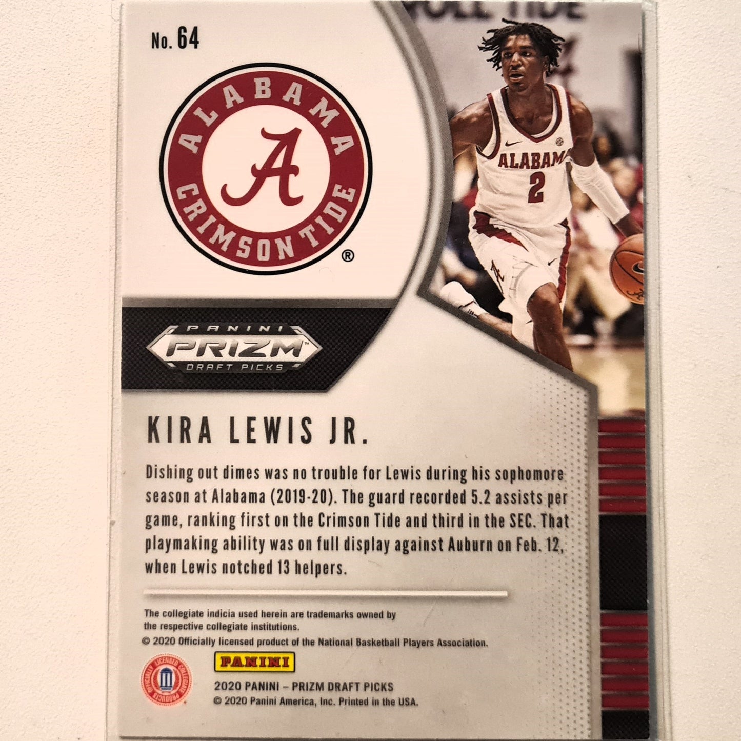 Kira Lewis Jr 2020-21 Panini Prizm Draft Picks Rookie RC #64 NBA Basketball New Orleans Pelicans Alabama Excellent-Mint Sleeved
