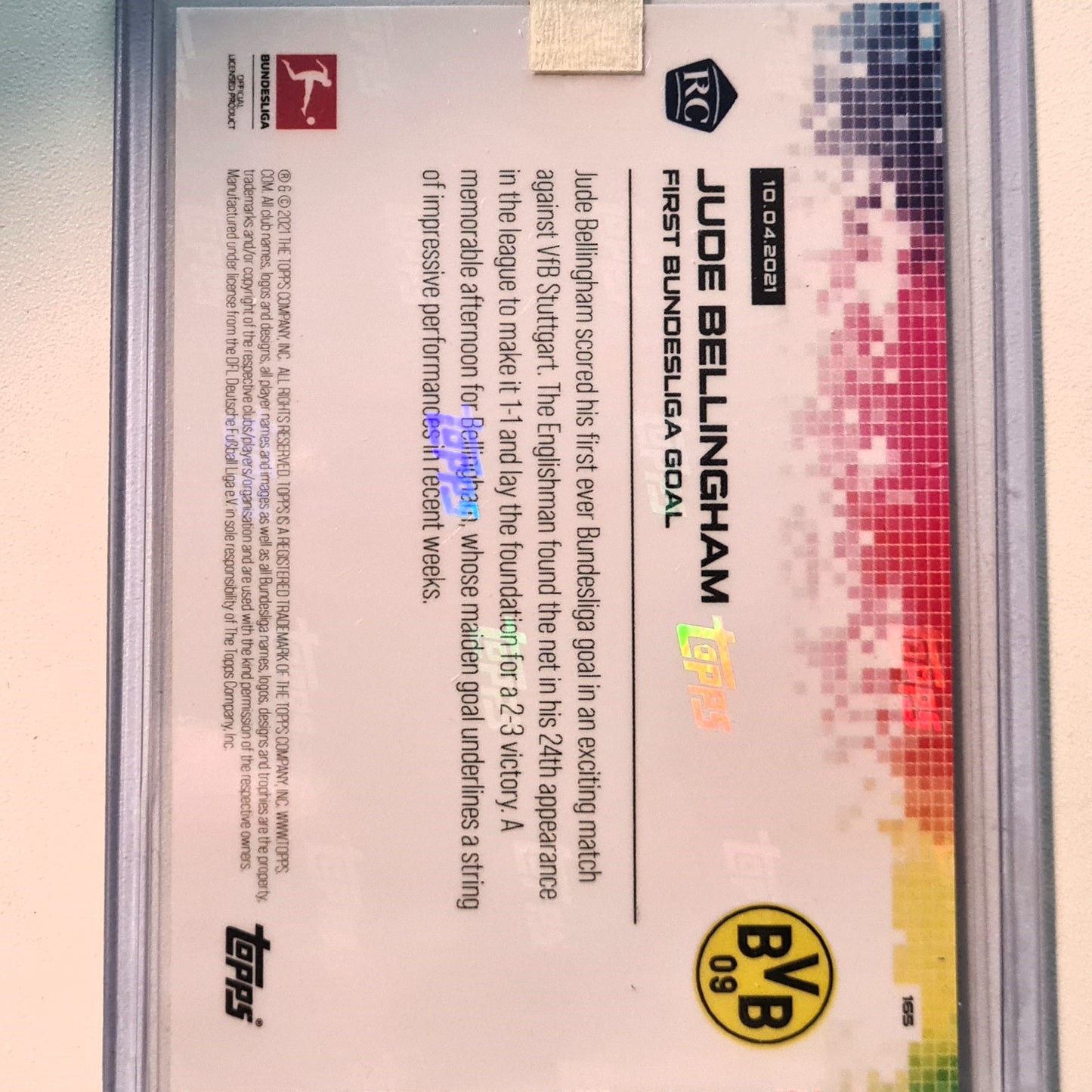 Jude Bellingham2021 Topps Now first Bundesliga Goal Rookie RC #165 NBA Basketball Borussia Dortmund Excellent/mint Sleeved