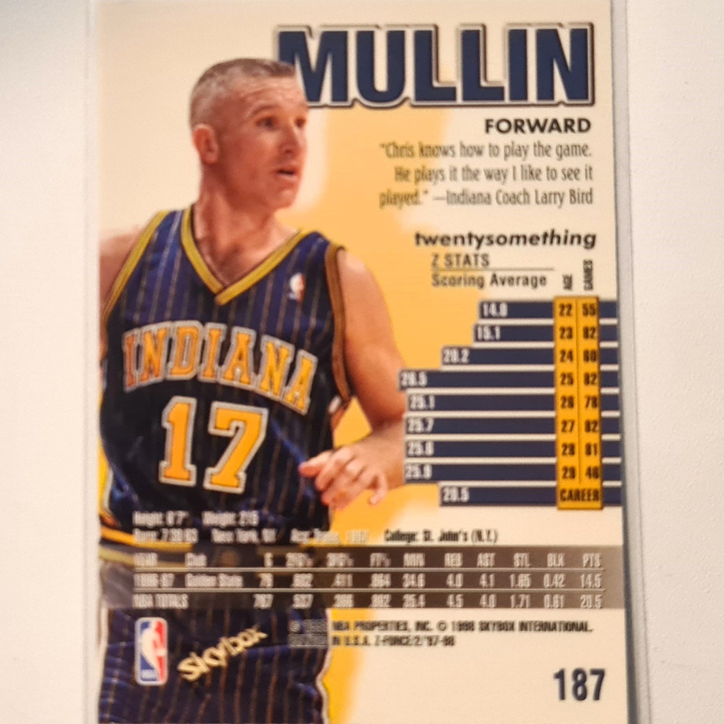 Chris Mullin 1998 Skybox Z-Force #187 NBA Basketball Golden State Warriors Excellent sleeved