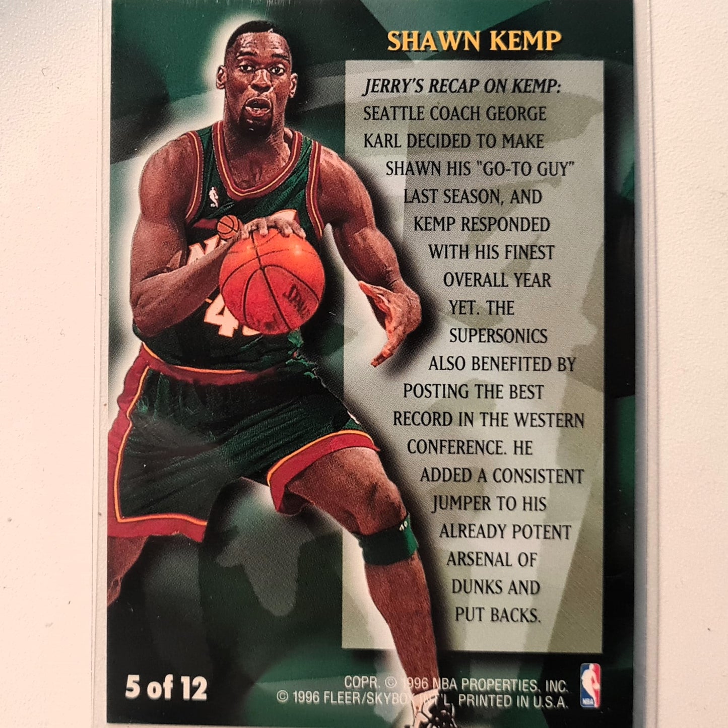 Shawn Kemp 1996 Fleer 96-97 Stackhouse's ALL-FLEER 5 of 12 NBA Basketball Seattle super sonics Excellent Sleeved