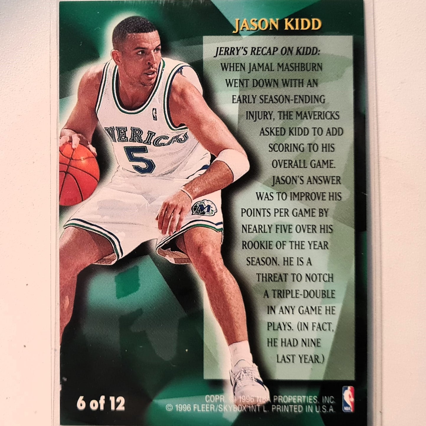 Jason Kidd 1996 Fleer 96-97 Stackhouse's ALL-FLEER 6 of 12 NBA Basketball Dallas Mavericks Excellent Sleeved