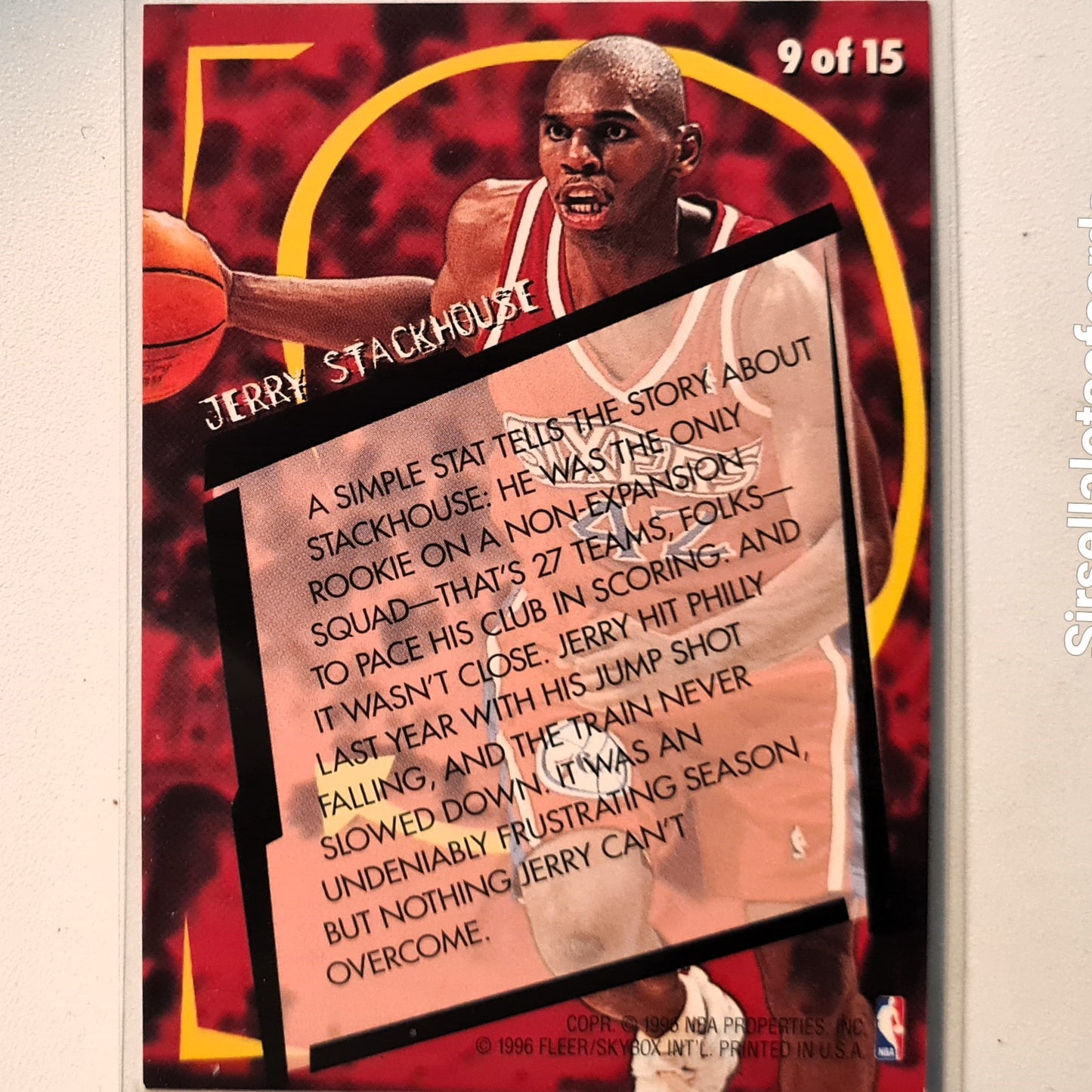Jerry Stackhouse 1996 Fleer 96-97 Rookie Rewind 9 of 15 NBA Basketball Philadelphia 76ers Excellent Sleeved