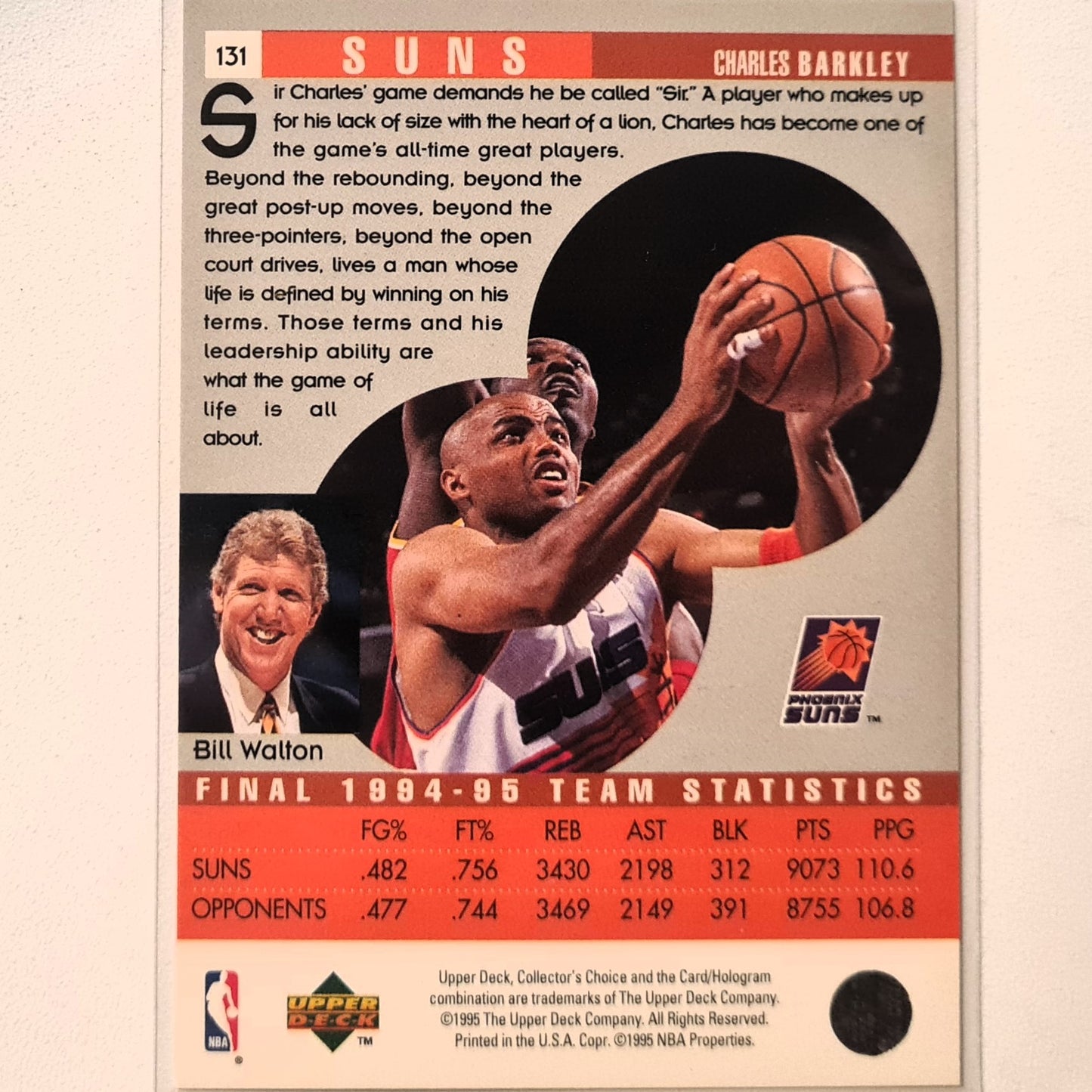 Charles Barkley 1995 Upper-Deck Scouting #131 NBA Basketball Phoenix Suns Excellent sleeved