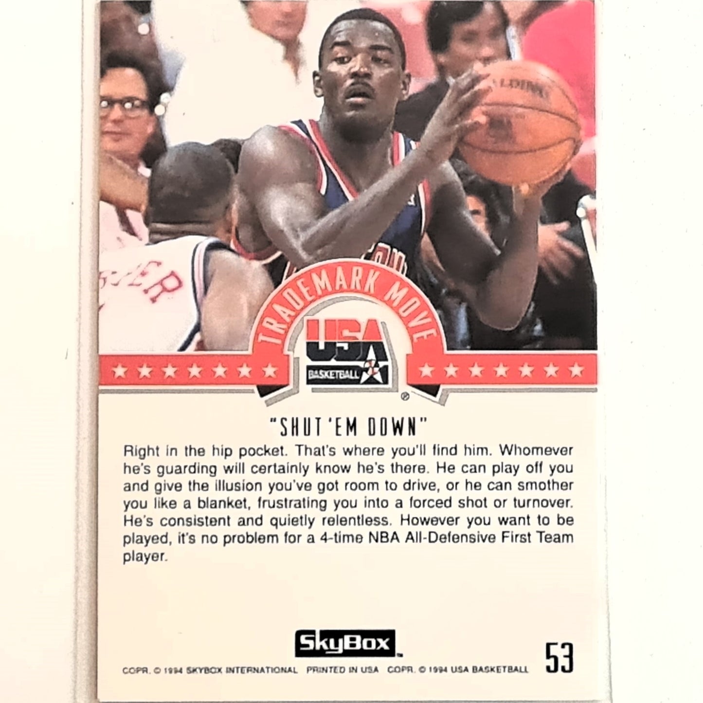 Joe Dumars 1994 Skybox NBA Basketball trademark move #53 NBA Detroit Pistons Excellent sleeved