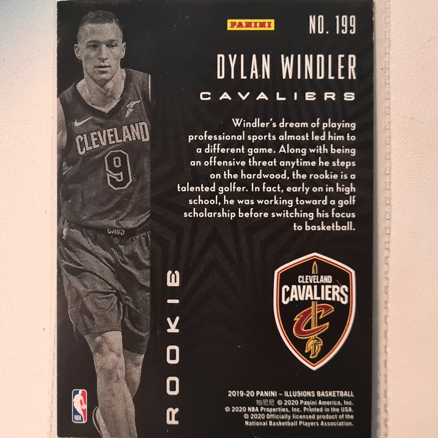 Dylan Windler 2019-20 Panini illusions rookie RC #199 NBA Basketball Cleveland Cavaliers Excellent/mint Sleeved