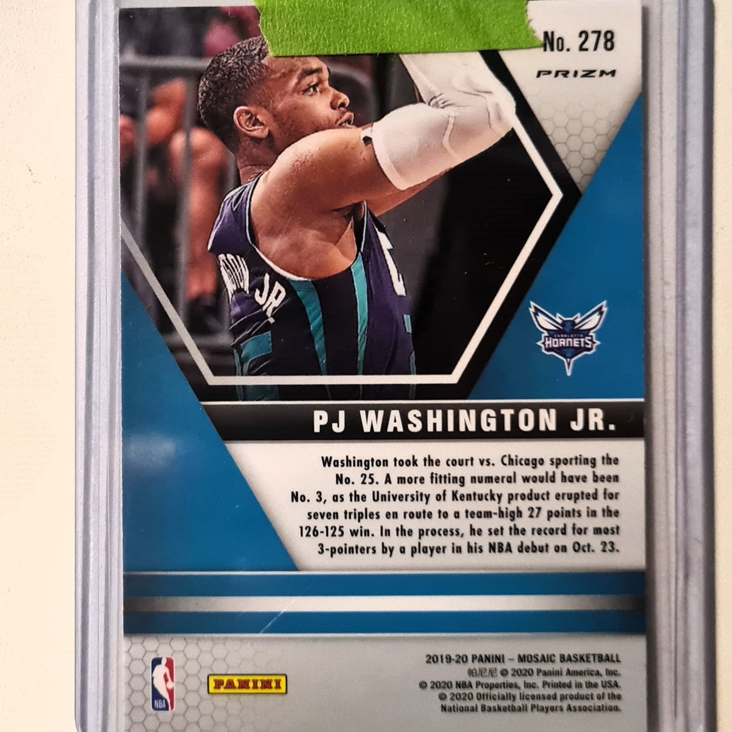 PJ Washington Jr 2019-20 Panini Mosaic NBA Debut Pink prizm Rookie RC #278 NBA Basketball Charlotte Hornets mint sleeved