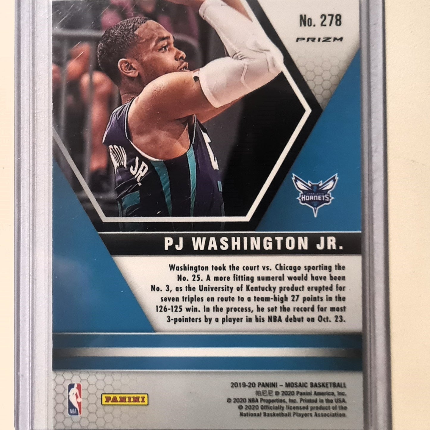 PJ Washington Jr 2019-20 Panini Mosaic NBA Debut red/blue reactive prizm Rookie RC #278 NBA Basketball Charlotte Hornets mint sleeved