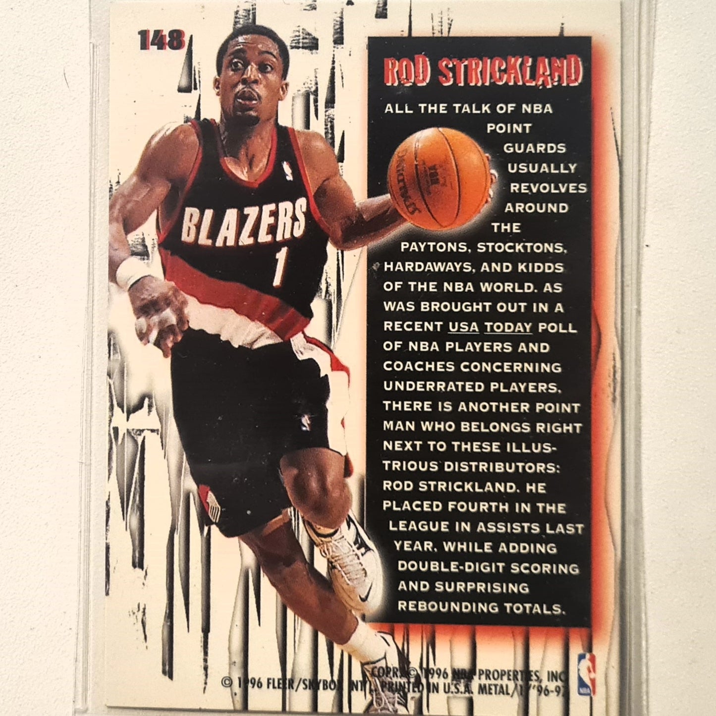 Rod Strickland 1996 Fleer metal 96-97 Metal Shredders #148 NBA Basketball Portland Trail Blazers Excellent sleeved