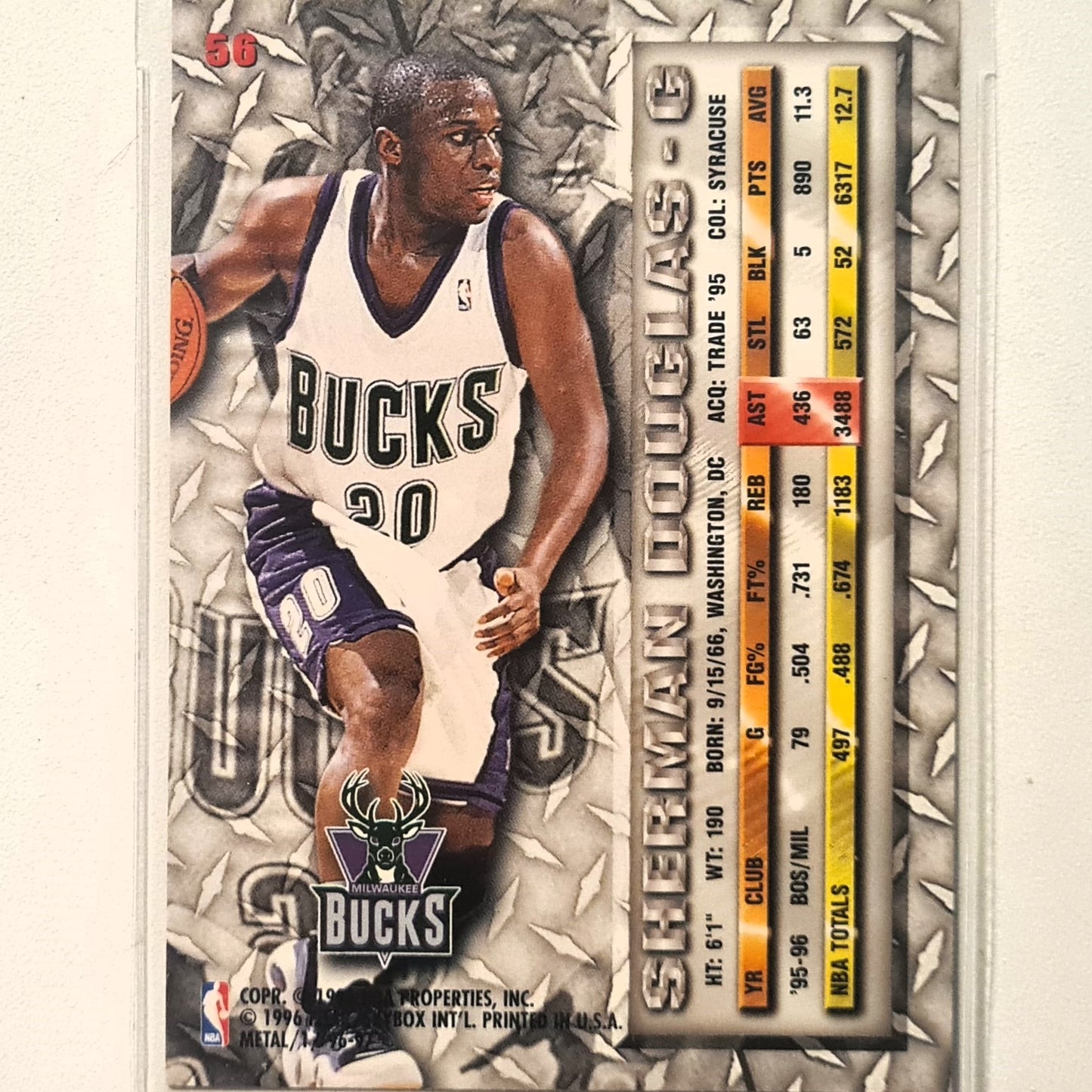 Sherman Douglas 1996 Fleer metal 96-97 #56 NBA Basketball Sacramento Kings Excellent sleeved