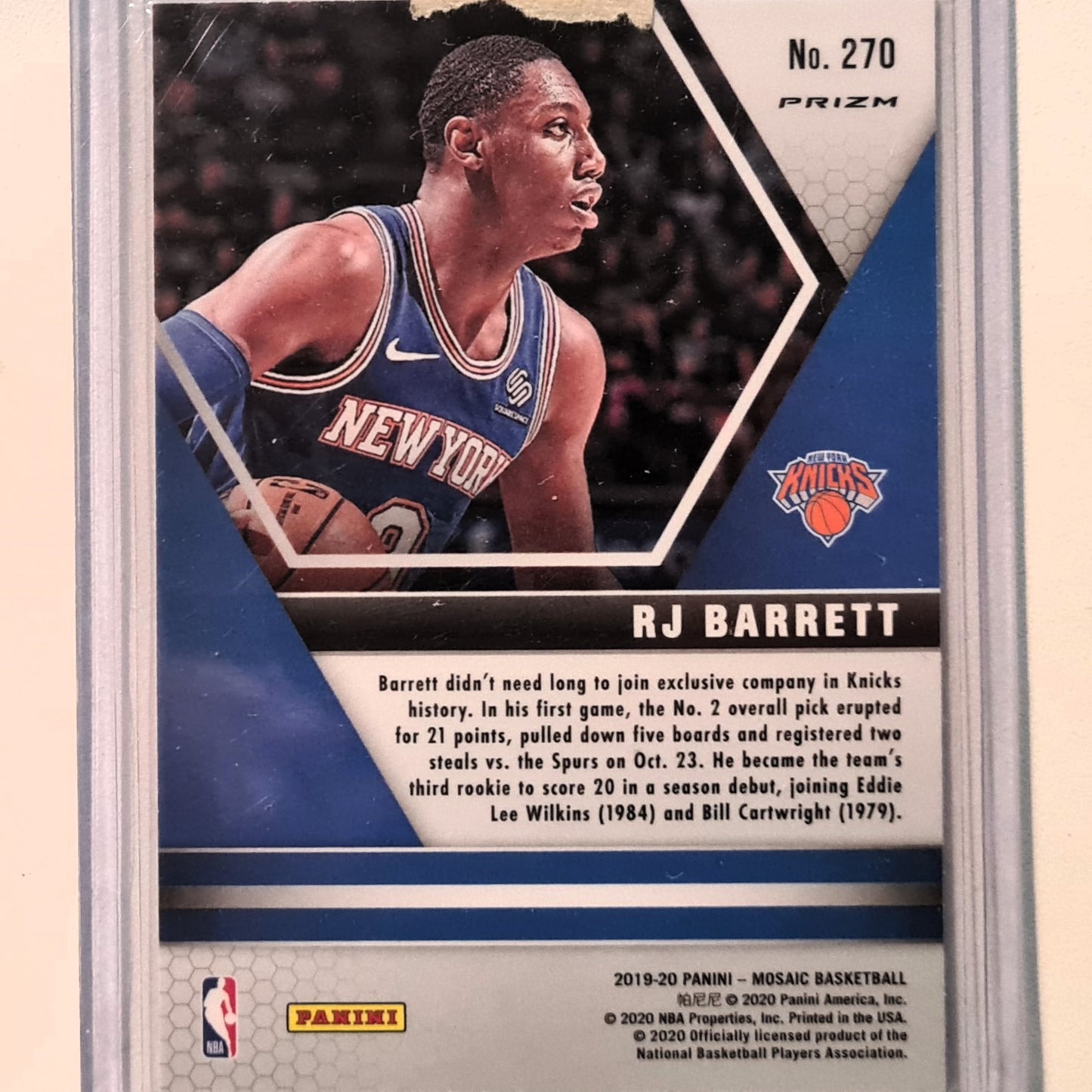 RJ Barrett 2019-20 Panini Mosaic NBA Debut Rookie RC prizm Red/Orange reactive #270 NBA Basketball New York Knicks excellent Sleeved