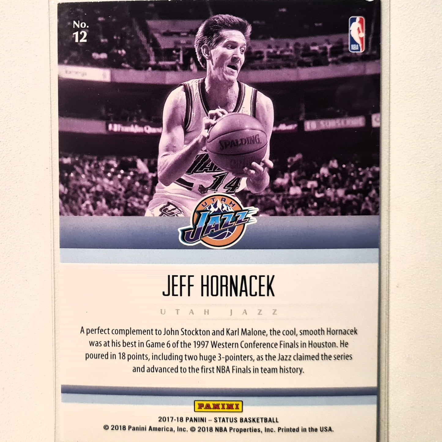 Jeff Hornacek 2018 Panini Status #12 NBA Basketball Utah Jazz very good Sleeved