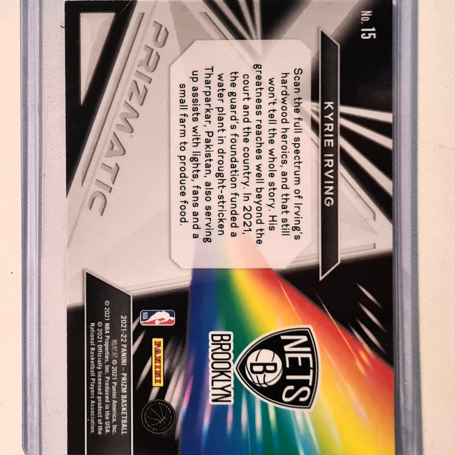 Kyrie Irving 2021-22 Panini Prizm Prizmatic #15 NBA Basketball Brooklyn Nets excellent Sleeved