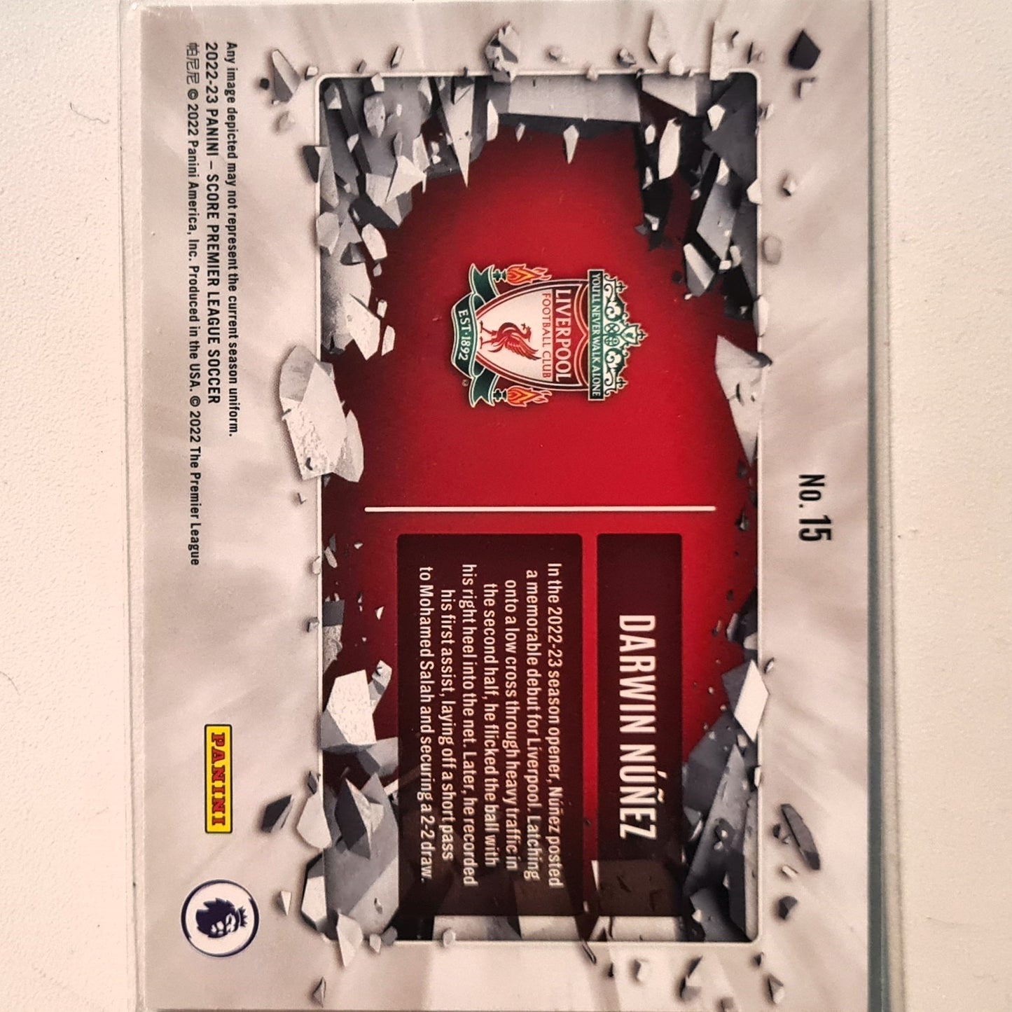 Darwin Nunez 2022-23 Panini Score premier league Breakthrough #15 Soccer Football Liverpool FC Excellent/mint Sleeved