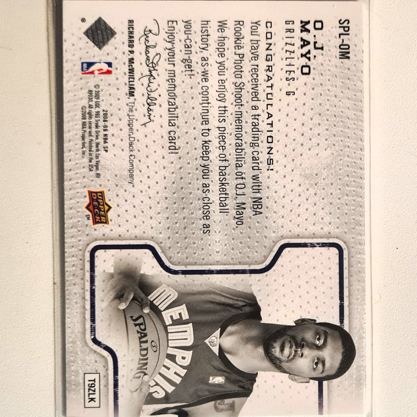 OJ Mayo 2008-09 Upper-Deck SP Limited Rookie RC Relic Patch SPL-OM NBA Basketball Memphis Grizzlies good sleeved