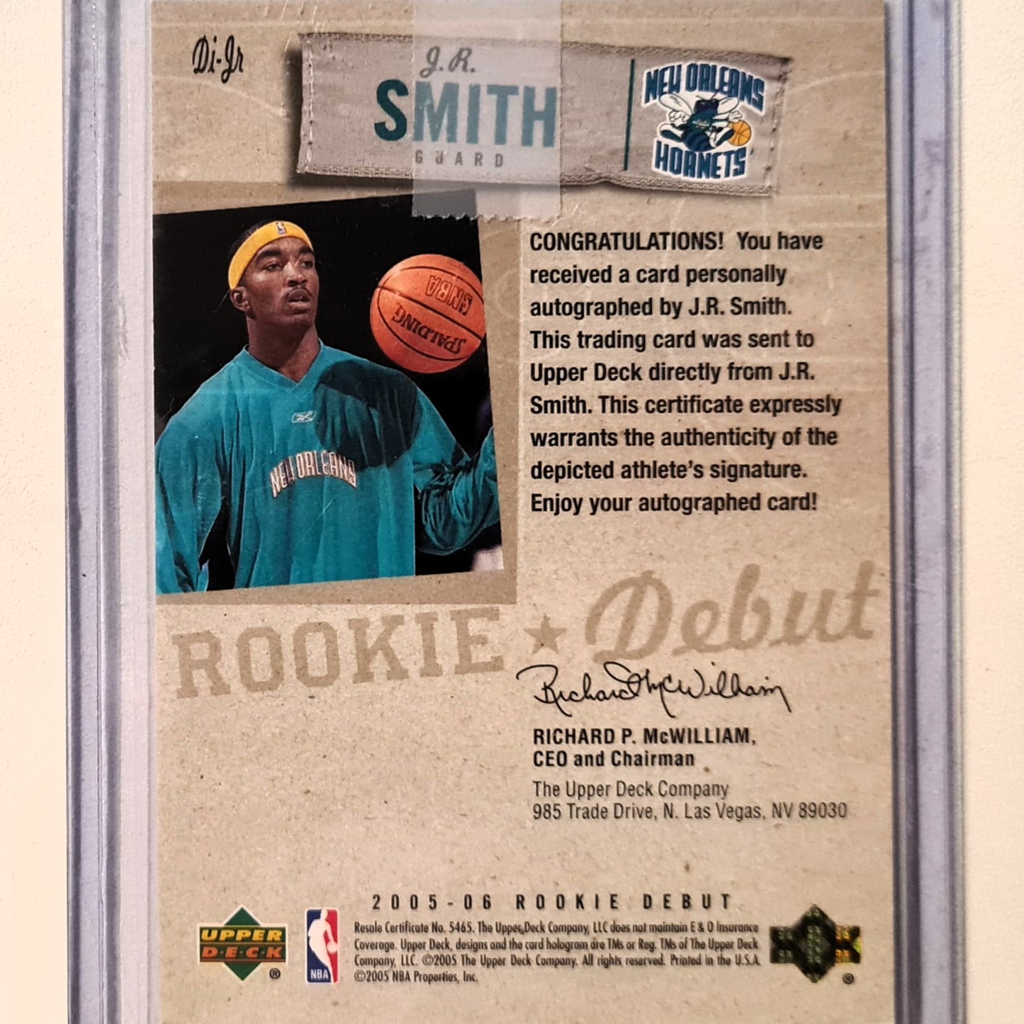 JR Smith 2005-06 Upper-Deck Debut Ink Rookie RC auto DI-JR NBA Basketball New Orleans Hornets Excellent sleeved