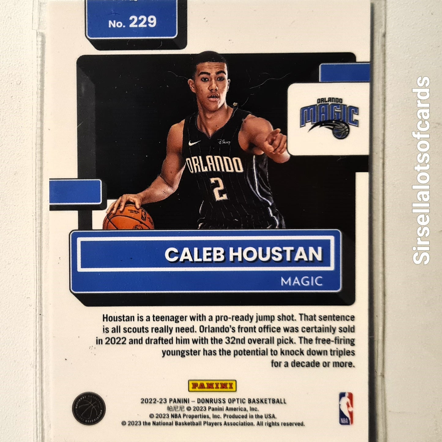 Caleb Houstan 2022-23 Panini Donruss Optic Rated Rookie RC #229 NBA Basketball Orlando Magic Excellent/mint sleeved