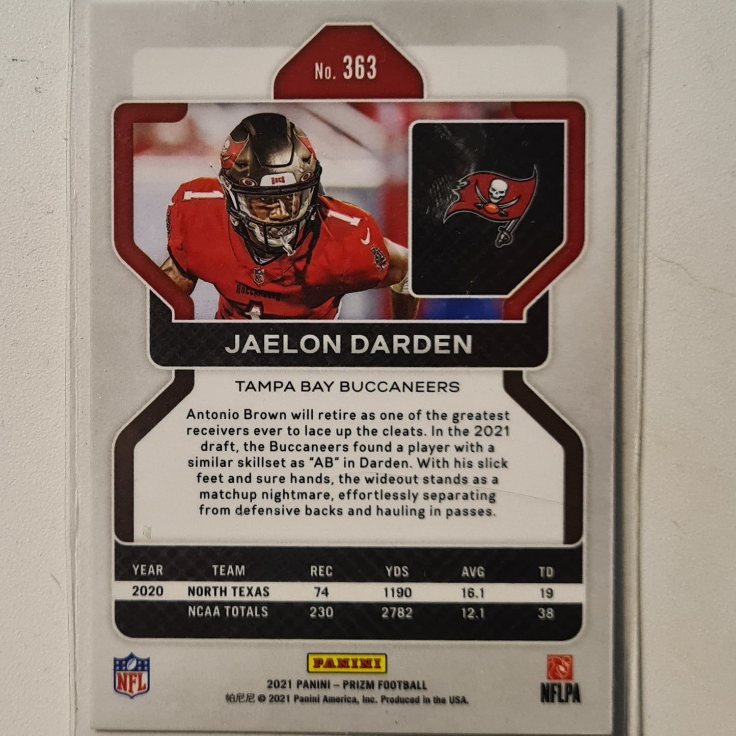 Jaelon Darden Panini Prizm Rookie RC #363 American Football NFL Tampa Bay Buccaneers Excellent sleeved