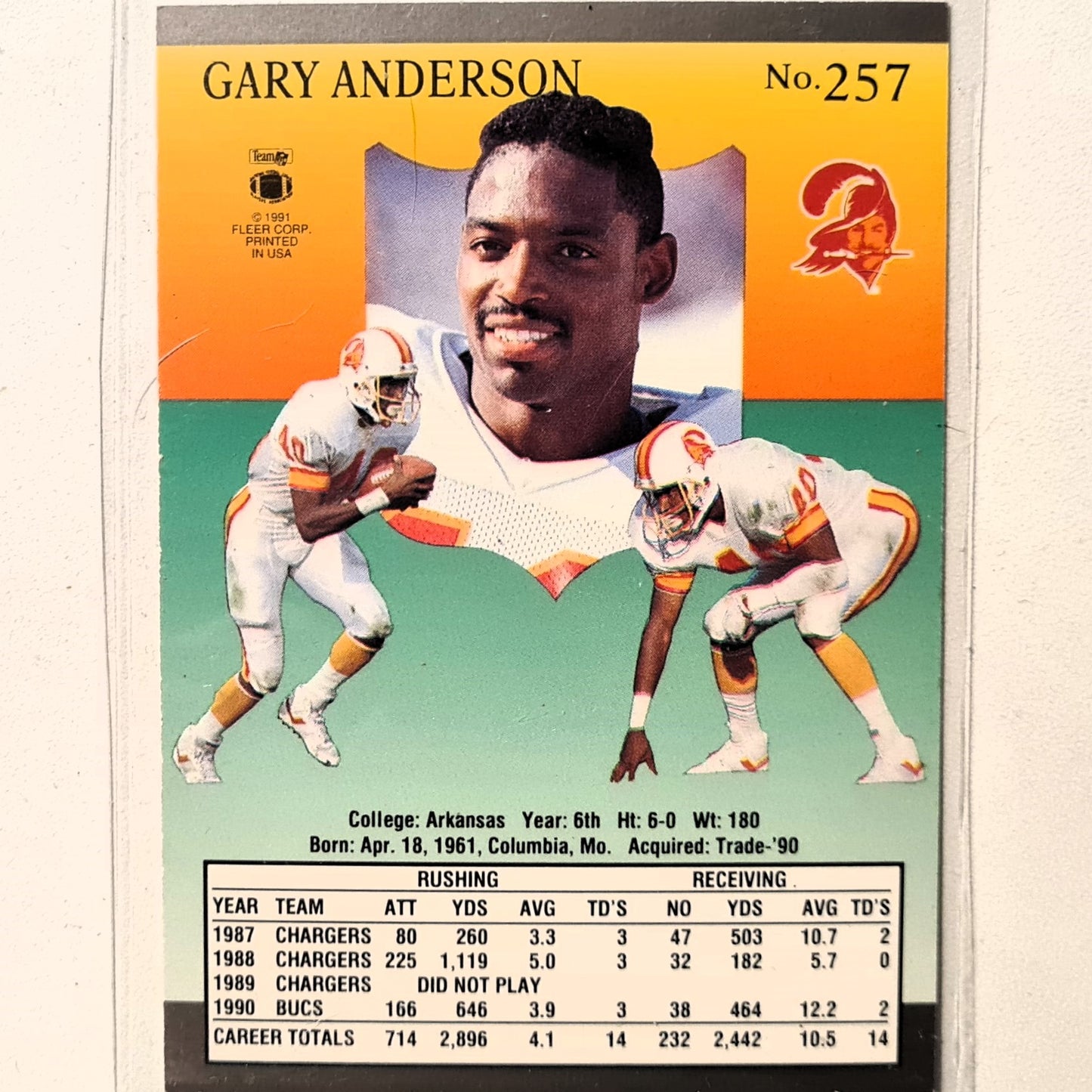 Gary Anderson 1991 Fleer Ultra 91' #257 American Football NFL Tampa Bay Buccaneers very good + sleeved