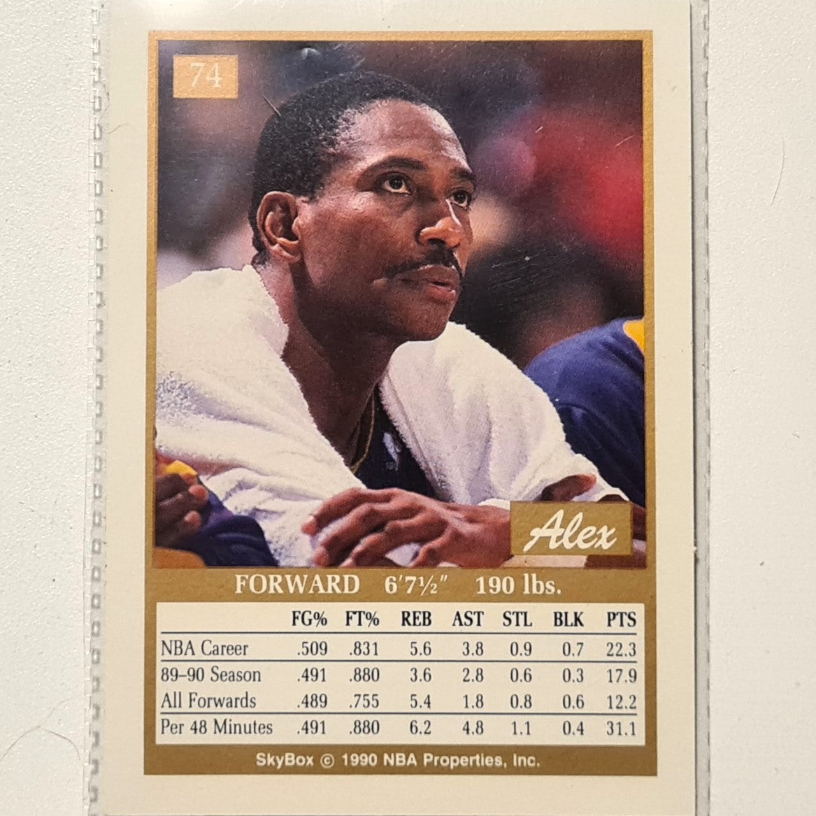 Alex English 1990 Skybox #74 NBA Basketball Denver Nuggets very good Sleeved
