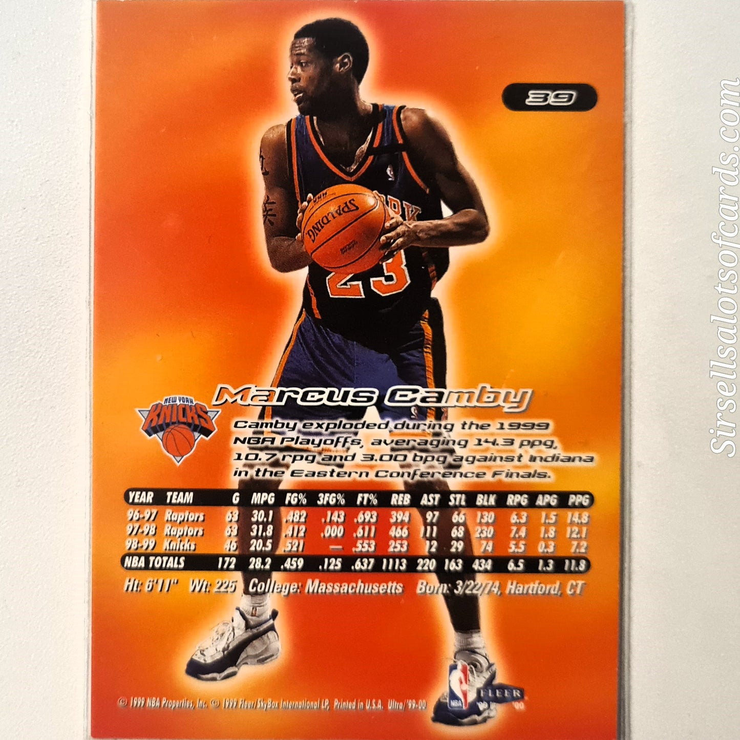 Marcus Camby 1999 Fleer Ultra #39 NBA Basketball New York Knicks Excellent Sleeved