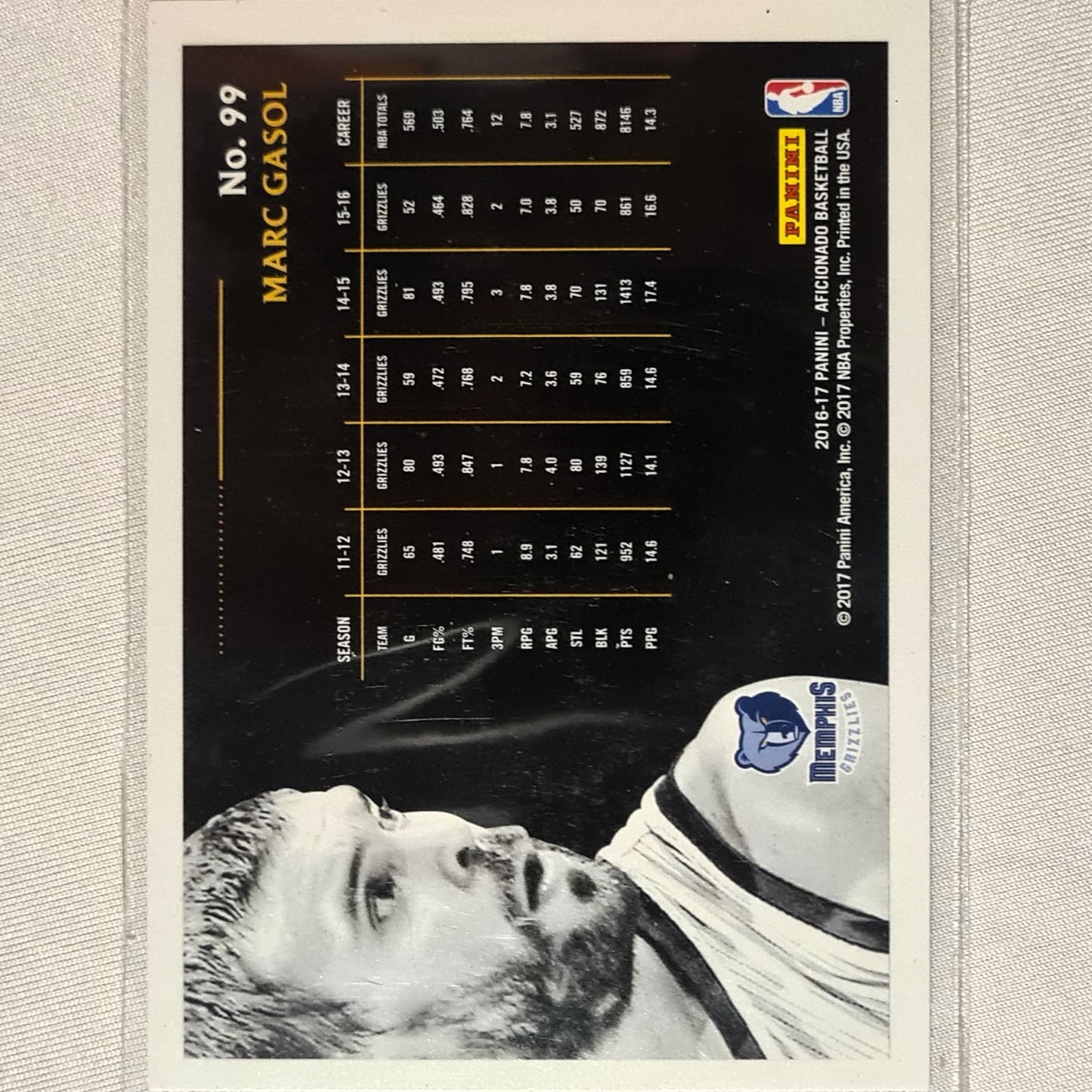 Marc Gasol 2016-17 Panini Aficionado Artist Proof #99 NBA Basketball Memphis Grizzlies Excellent