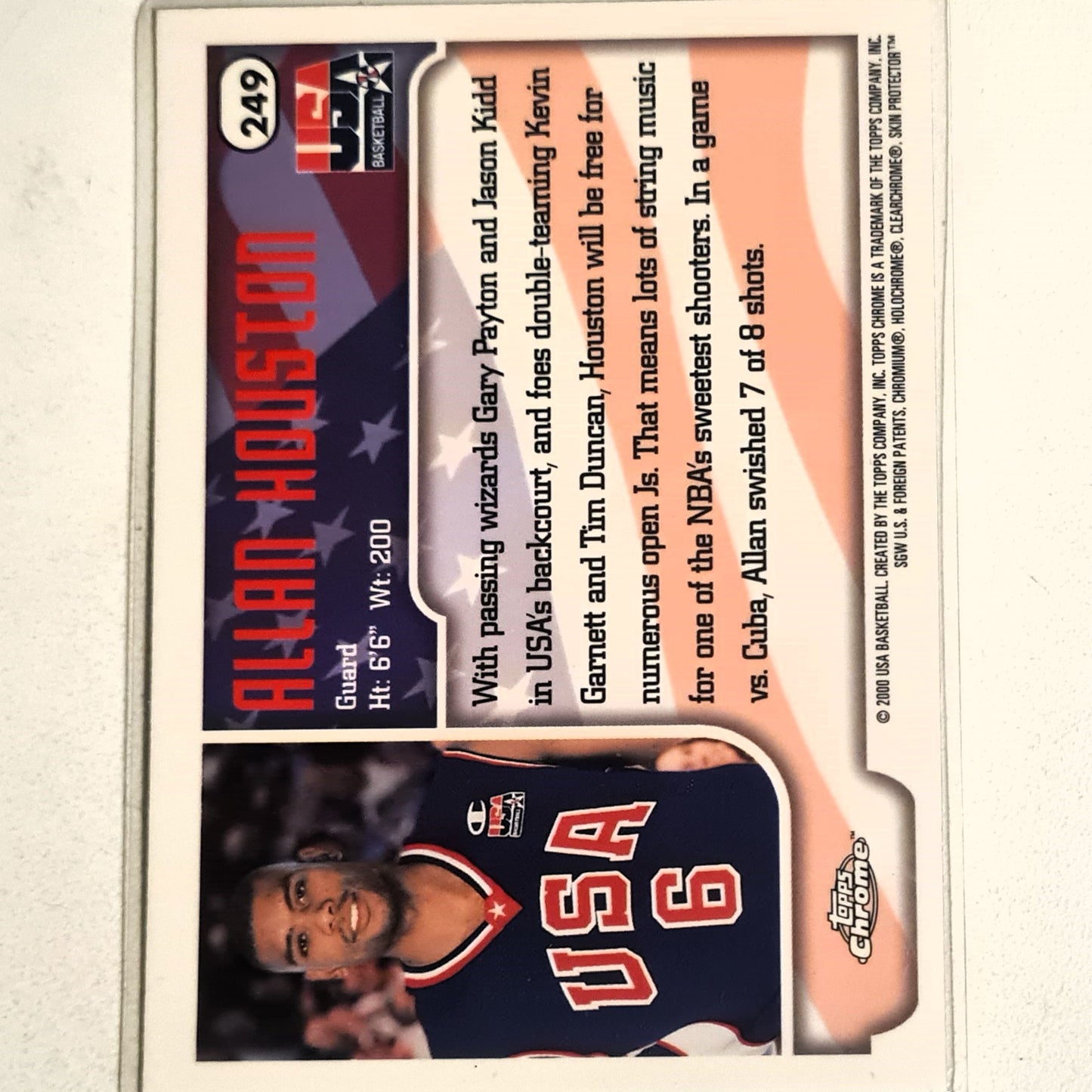 Allan Houston 2000 Topps Chrome #249 NBA Basketball USA Basketball Excellent sleeved