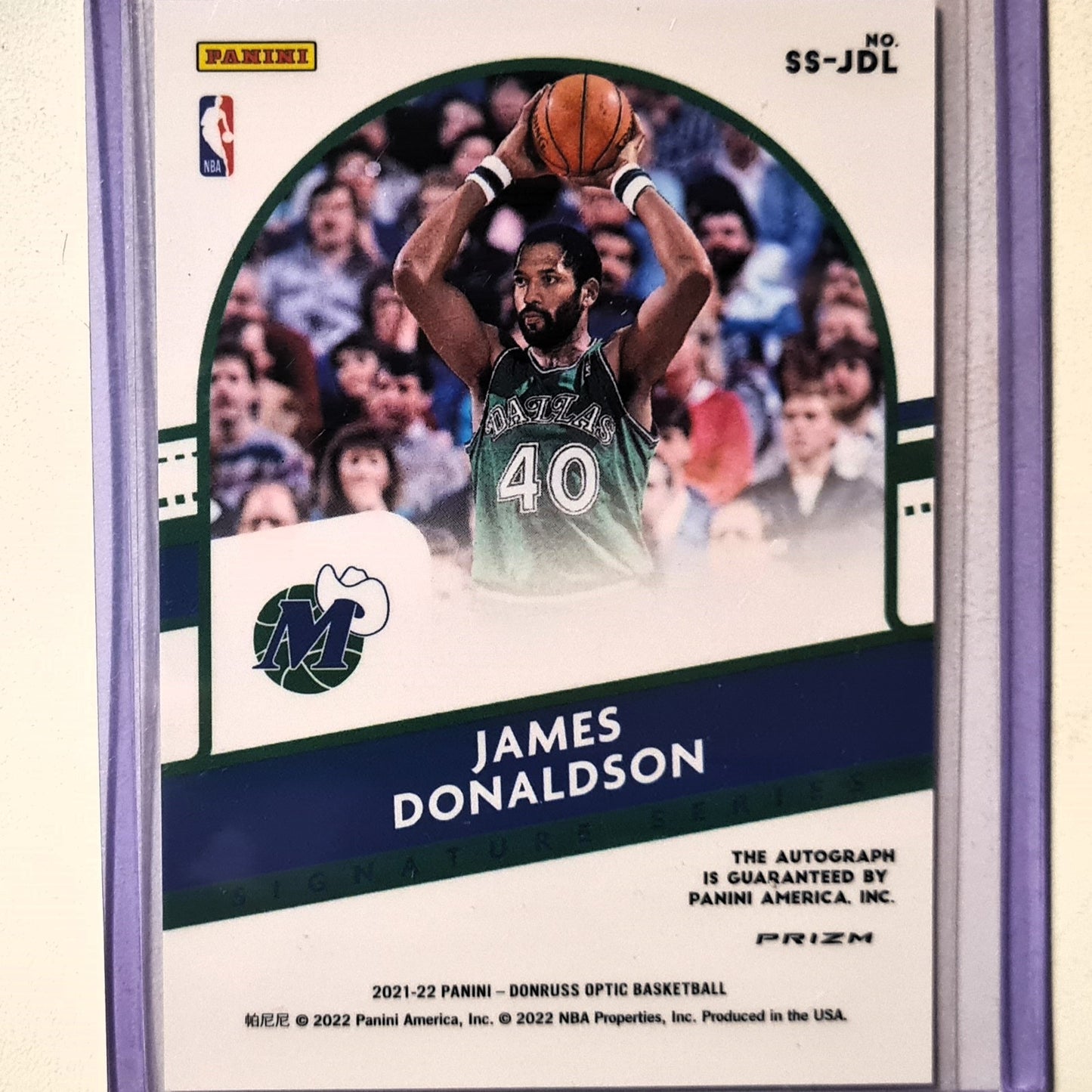 James Donaldson 2021-22 Panini Donruss Optic green wave signature series Auto SS-JDL NBA Dallas Mavericks
